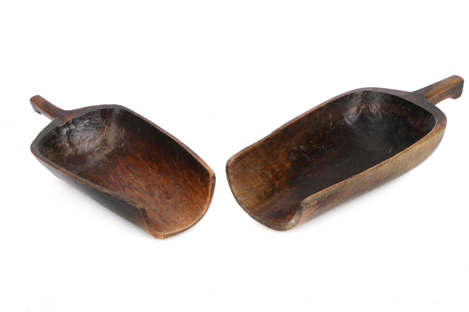 2 Large Wood Handcarved Scoops, South Asia, 20th c. (1 of 6)