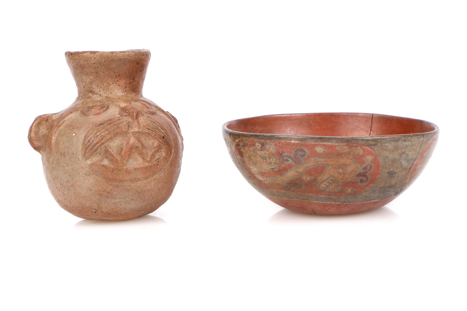 Pre-Columbian Incan/Chimu Feline Vessel and Bowl (1 of 8)