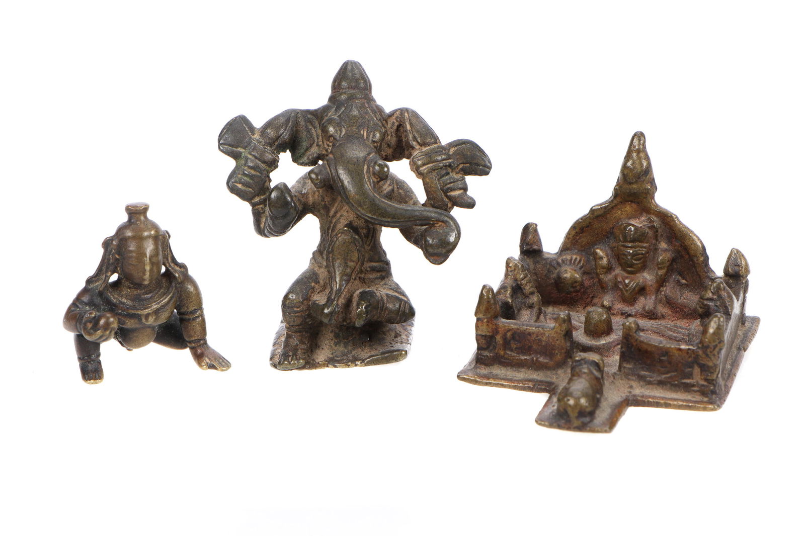 Group of 3 Antique Bronze Hindu Deity Sculptures, India (1 of 6)