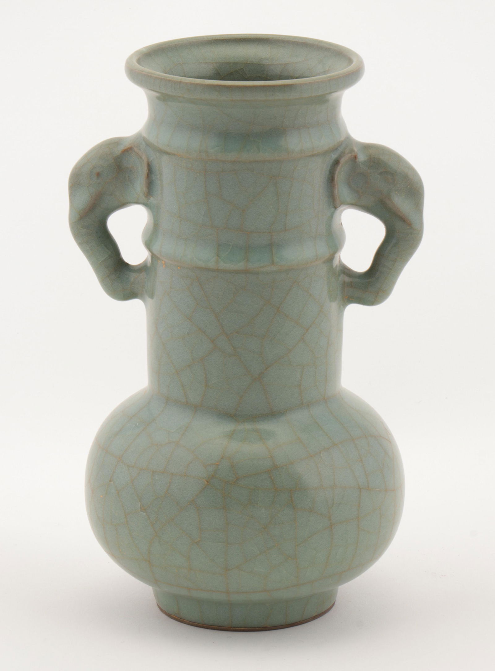 Chinese Double Handle Qing Longquan Vase (1 of 3)