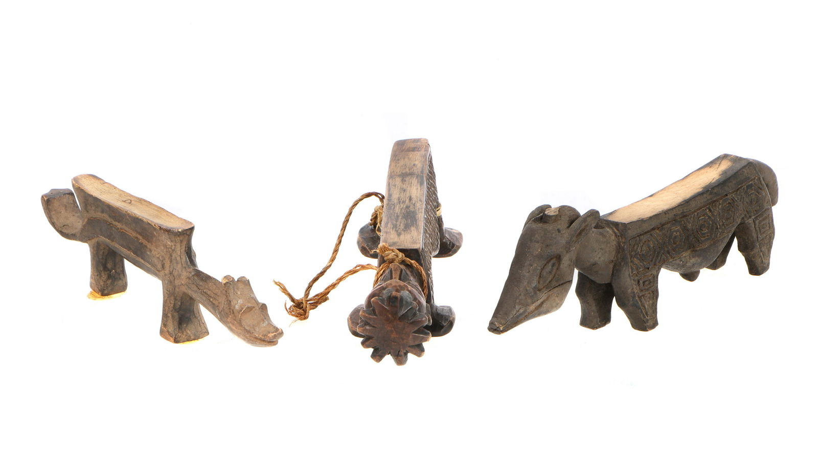 3 African Kuba Carved Wood Animals Figures (1 of 9)