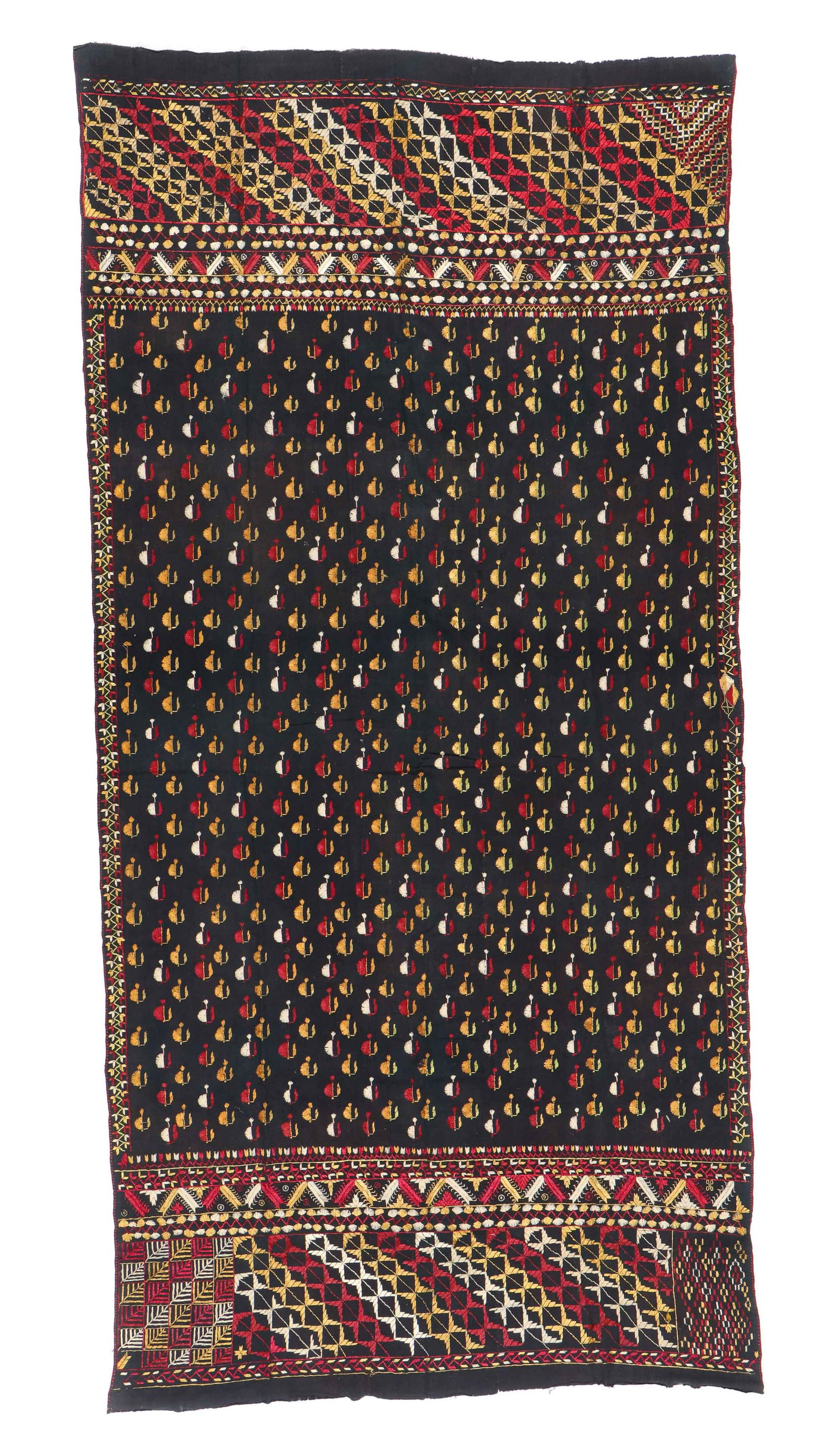 Fine Antique Indian Phulkari Blue Ground Floral (1 of 10)