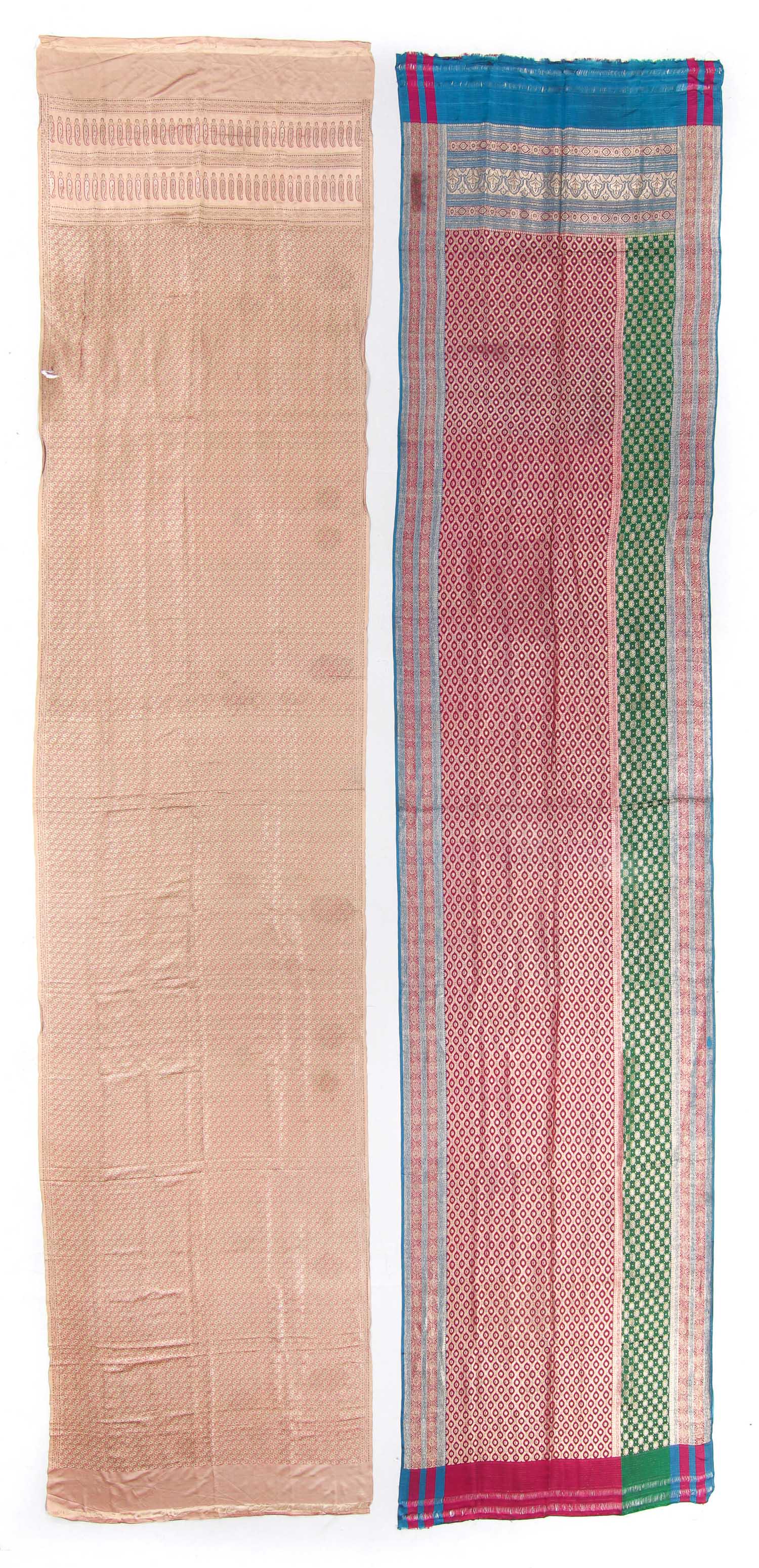 Two Antique Indian Silk Sari Wraps w. Gold Thread (1 of 6)