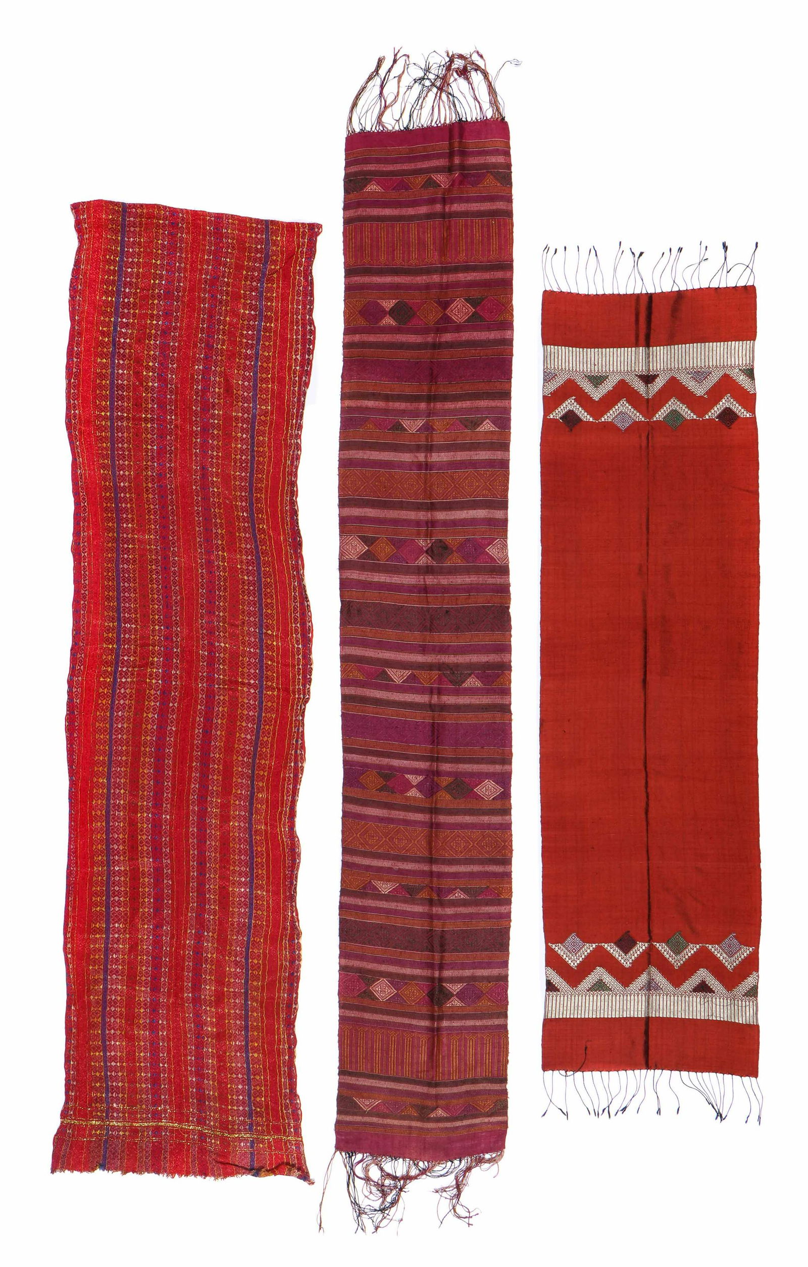 3 Southeast Asia Woven Silk Textile Scarves (1 of 9)