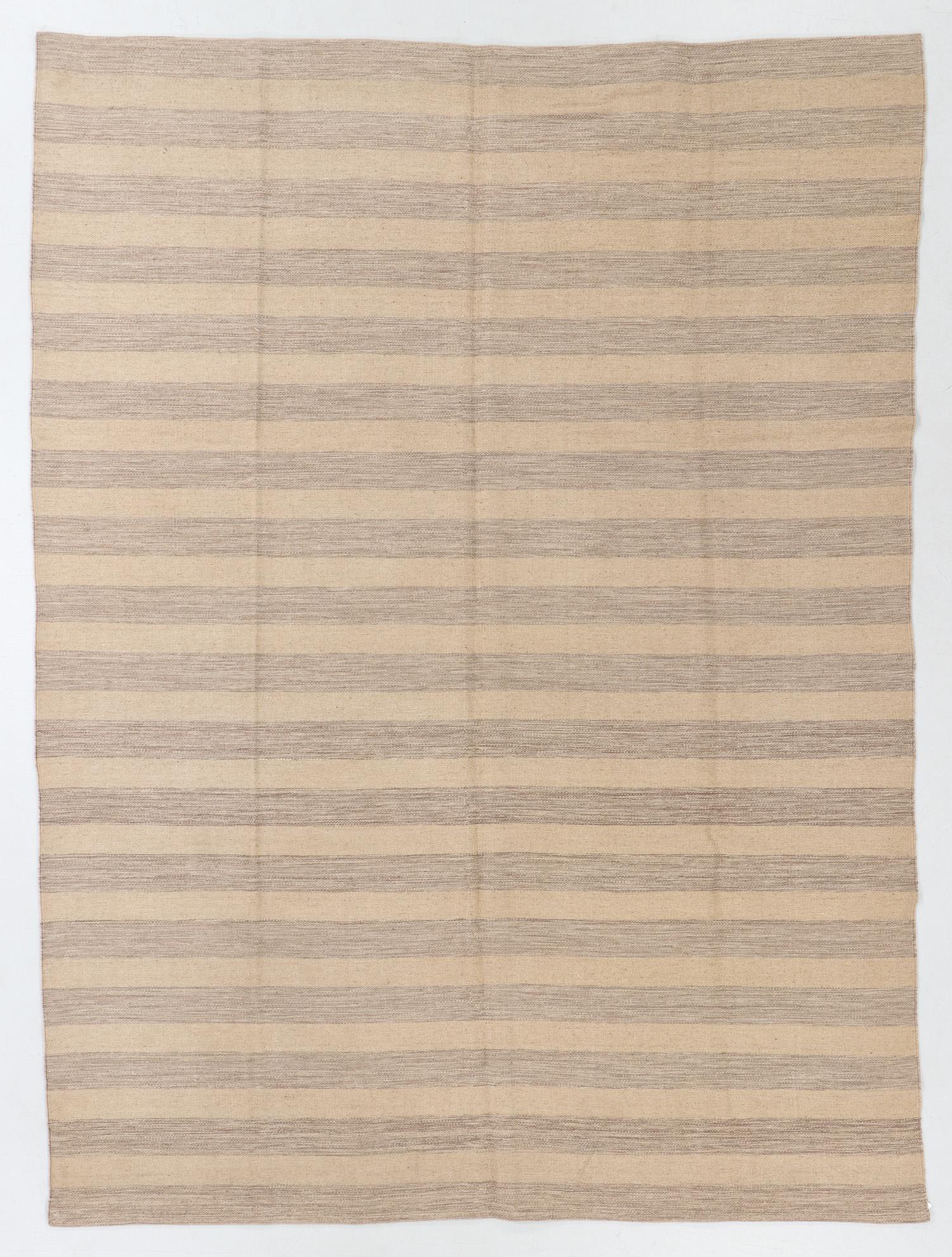 Modernist Striped Kilim, Egypt, 8'1'' x 10'10'': Modernist Striped Kilim, Egypt, 8'1'' x 10'10'' (246 x 330 cm). Weight: 27 lbs. Wool. Note: There Are No Hidden or Confidential Reserves in this Auction; All Acceptable Bidding Commences at the Online