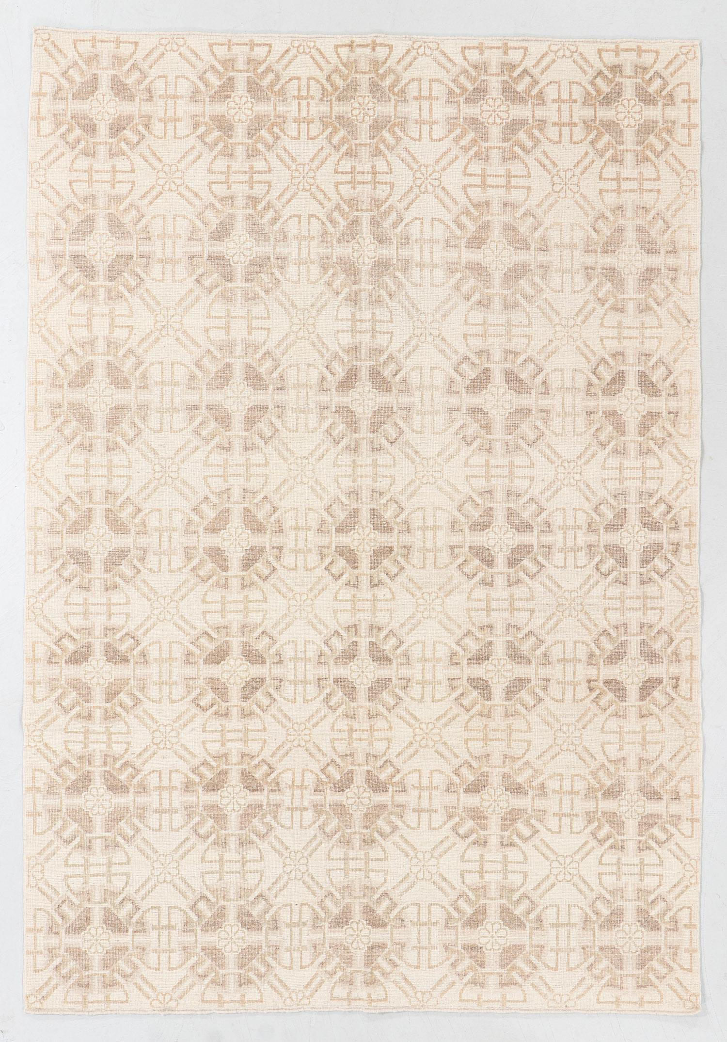 Modernist Tibetan Rug, Nepal, 6'1'' x 8'10'': Modernist Tibetan Rug, Nepal, 6'1'' x 8'10'' (185 x 269 cm). Weight: 18 lbs. Wool. Note: There Are No Hidden or Confidential Reserves in this Auction; All Acceptable Bidding Commences at the Online St