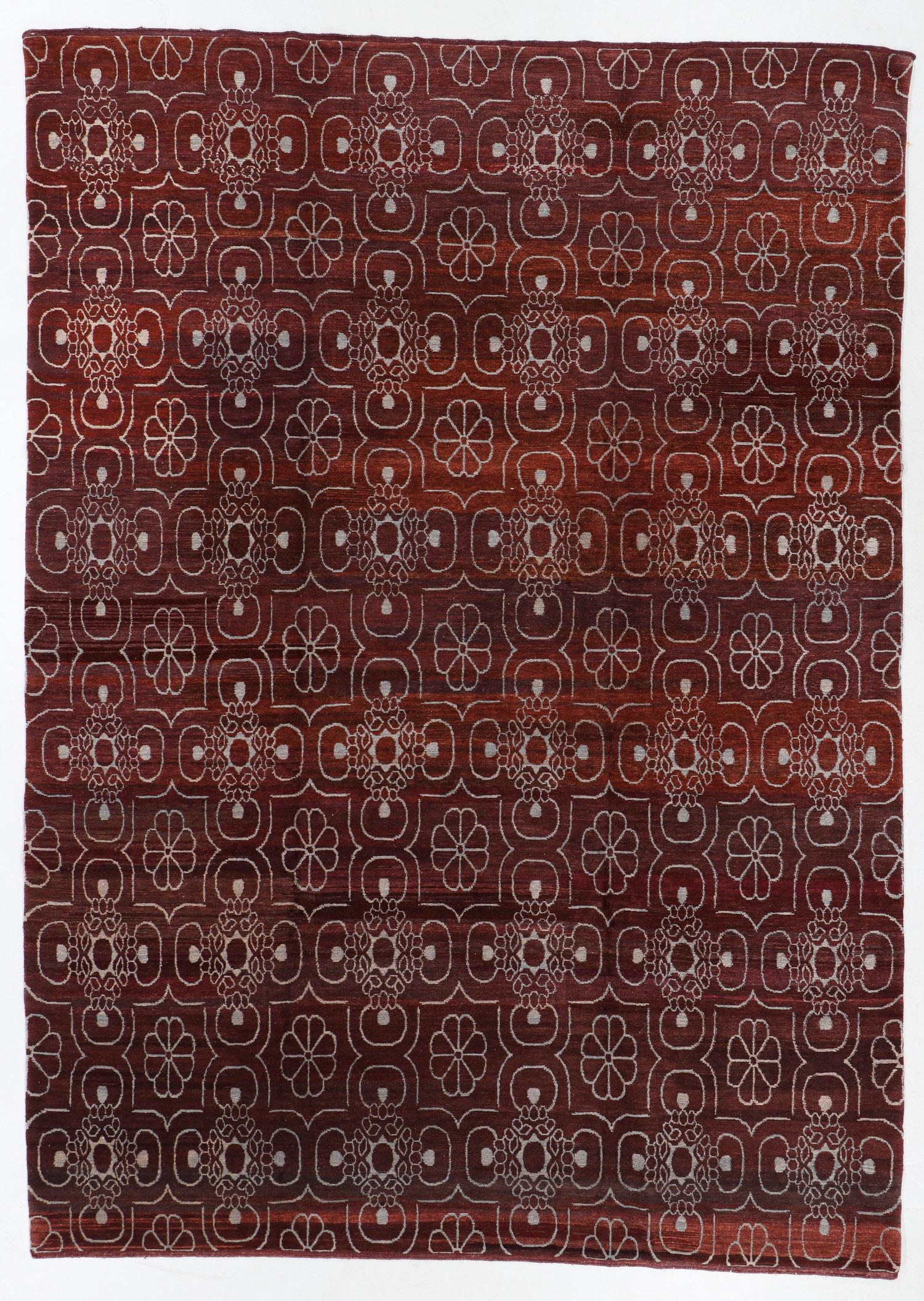 Modern Arabesque Style Rug, Nepal, 9'1'' x 12'9'': Modern Arabesque Style Rug, Nepal, 9'1'' x 12'9'' (277 x 389 cm). Weight: 76 lbs. Wool. Note: There Are No Hidden or Confidential Reserves in this Auction; All Acceptable Bidding Commences at the Onli