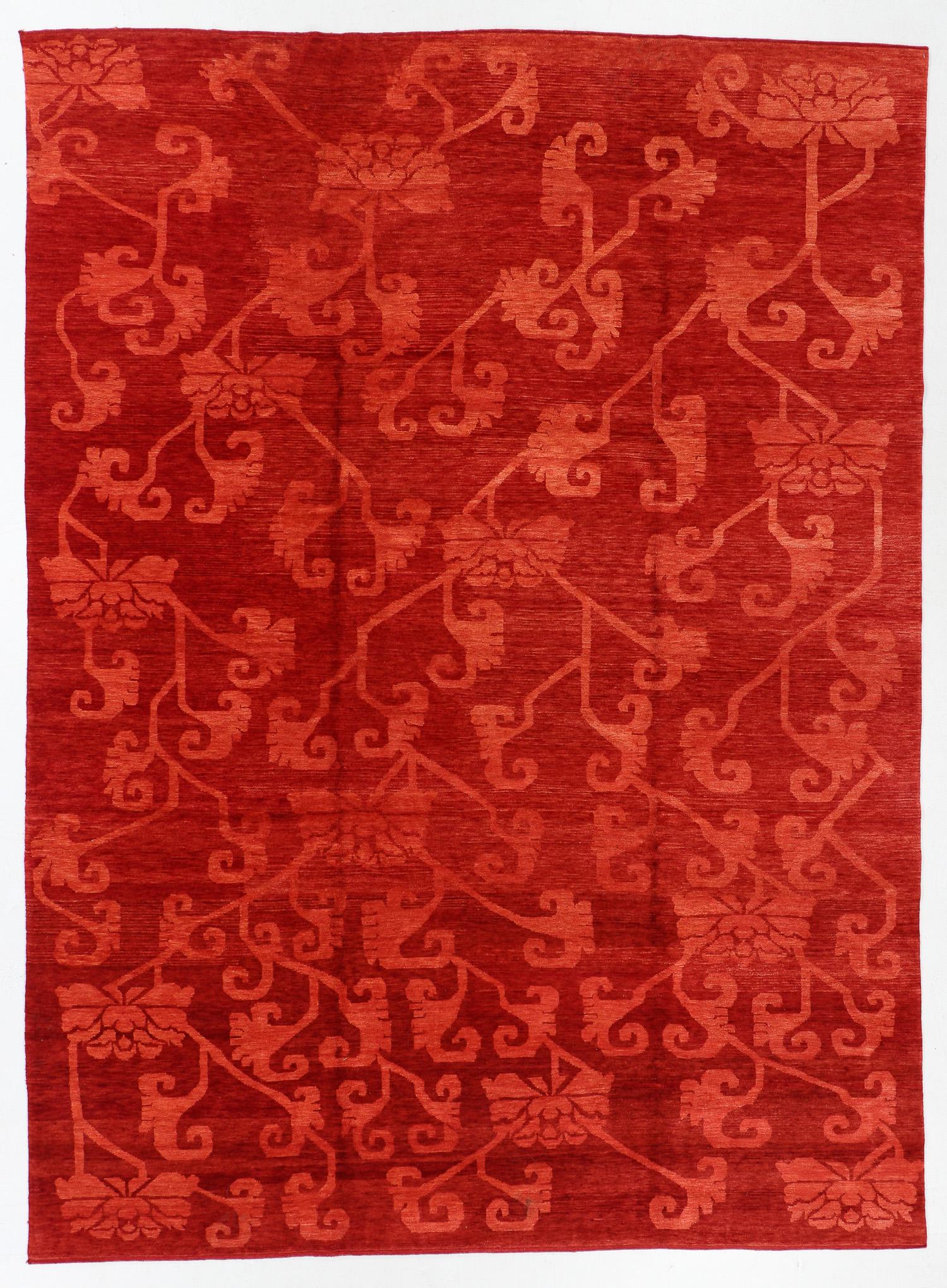 Modern Tibetan Lotus Flower Rug, Nepal, 8'7'' x 11'8'' (1 of 5)