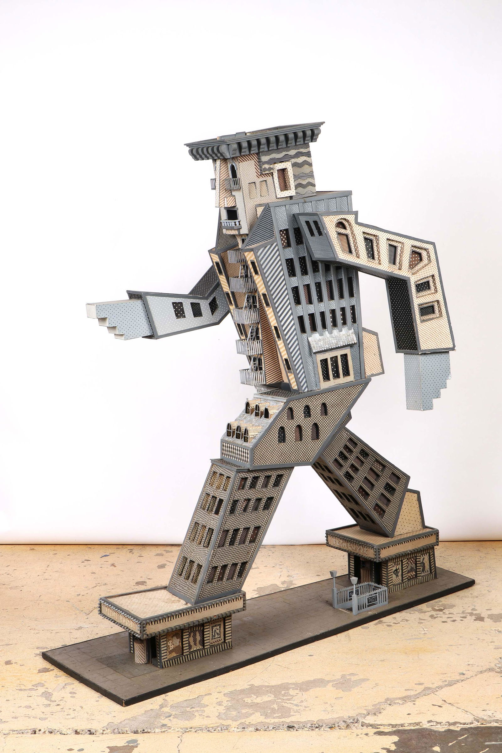 James Grashow (American, b. 1942) Building Sculpture: James Grashow (American, b. 1942) Building from "A City," 1984, fabric, cardboard, wood and paint. Size: 78'' x 29'' x 68'' (198 x 74 x 173 cm). Provenance: Collection of Allan Stone, New York.