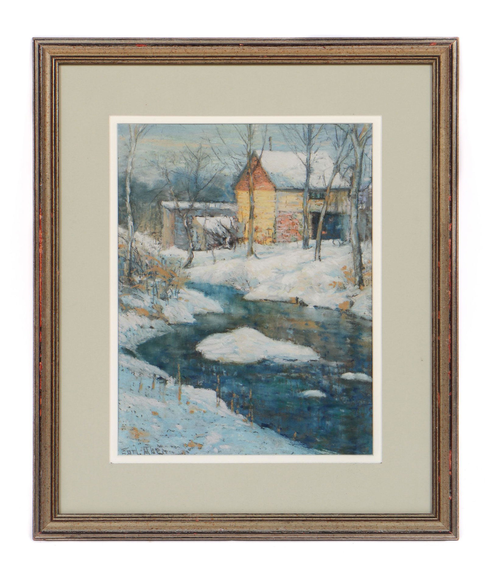 Carl Abel (American, 1875-1959) Pastel: Carl Abel (American, 1875-1959) Untitled (Winter Landsape), pastel, signed. Framed. Size: 13'' x 10'', 33 x 25 cm (sight); 19.5'' x 16.5'', 50 x 42 cm (frame).