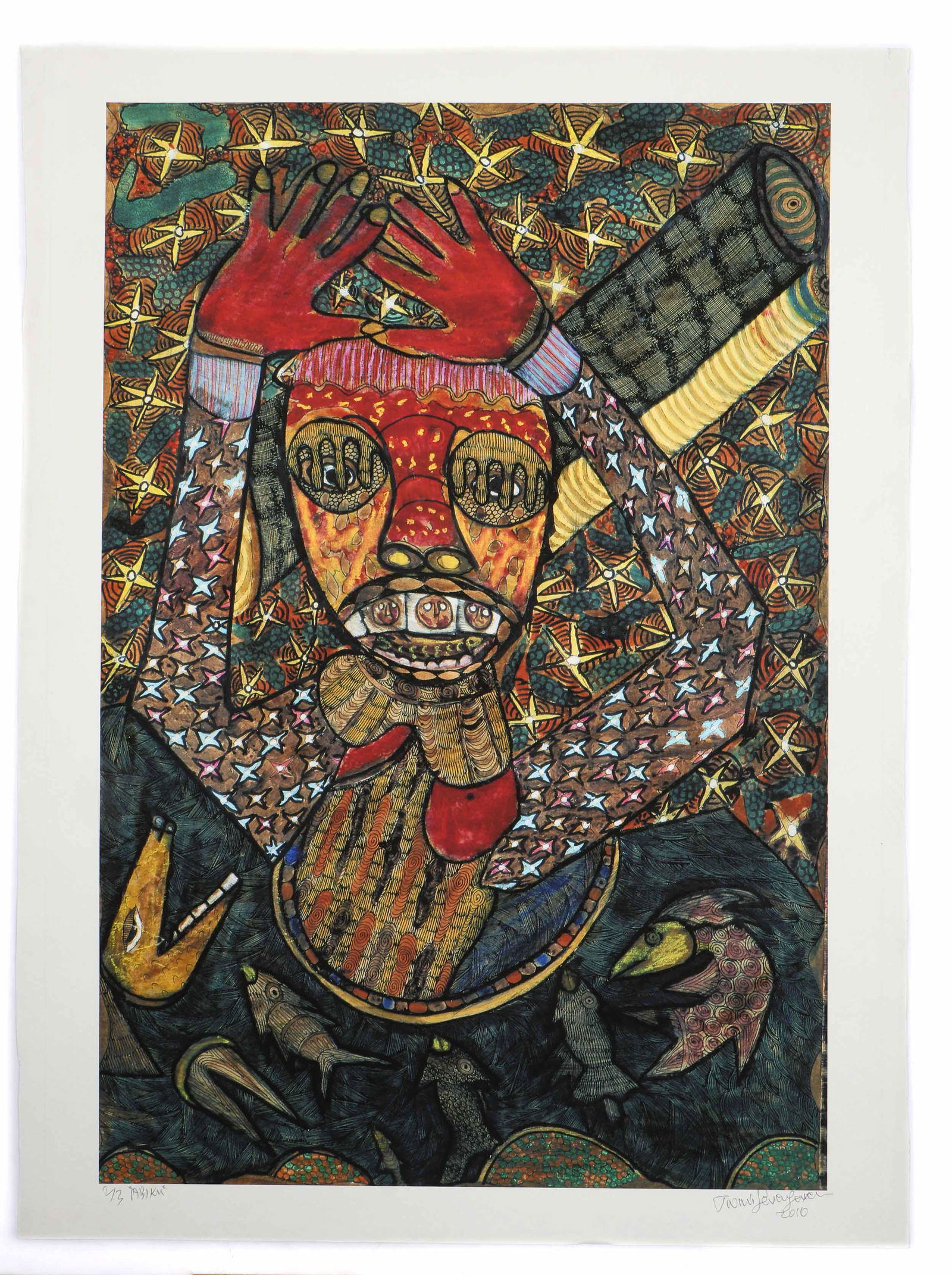 Prince Twins Seven Seven (Nigerian, 1944-2011): Prince Twins Seven Seven (Nigerian, 1944-2011) "Abiku," 2010, limited edition giclee print on paper, signed, dated, titled, and numbered: 2/3. Literature: Henry Glassie, "Prince Twins Seven-Seven, His