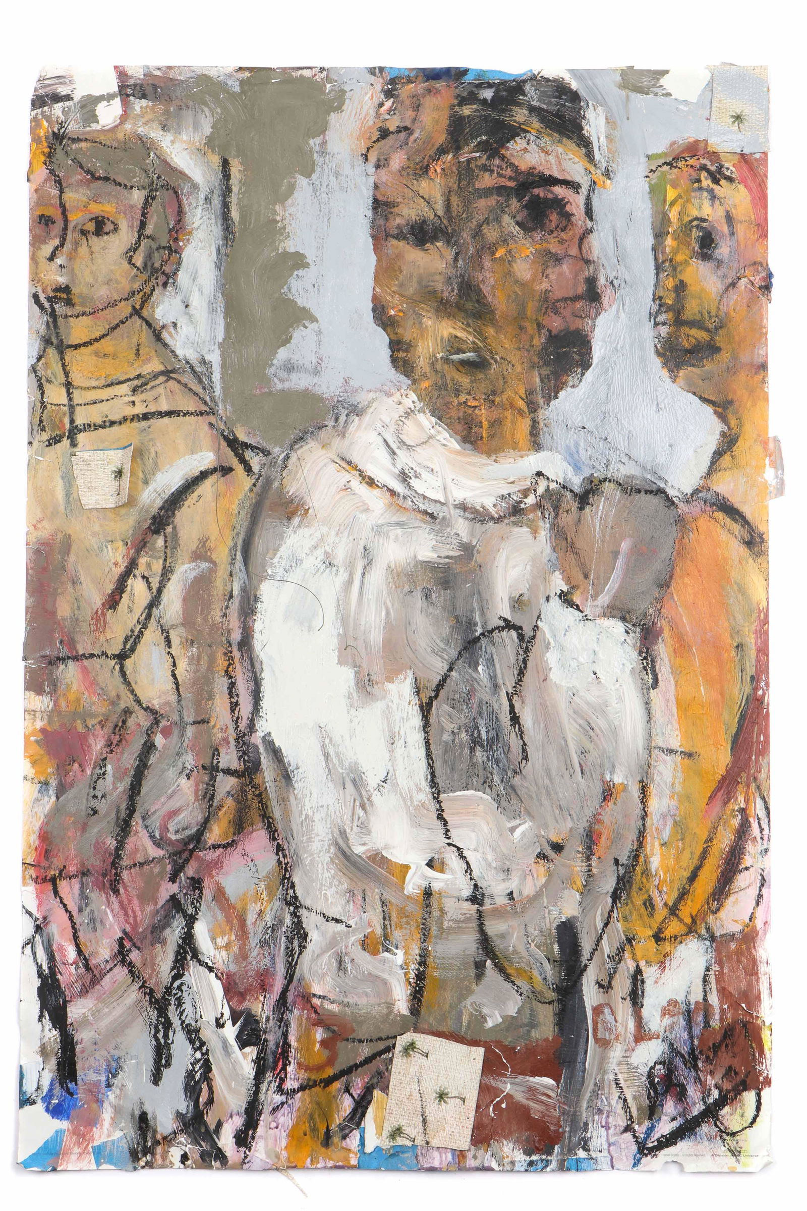 Jim Bloom (American, b. 1968): Jim Bloom (American, b. 1968) "Love Happens," paint and mixed media on paper. Unframed. Size: 40'' x 27'', 102 x 69 cm (sheet).