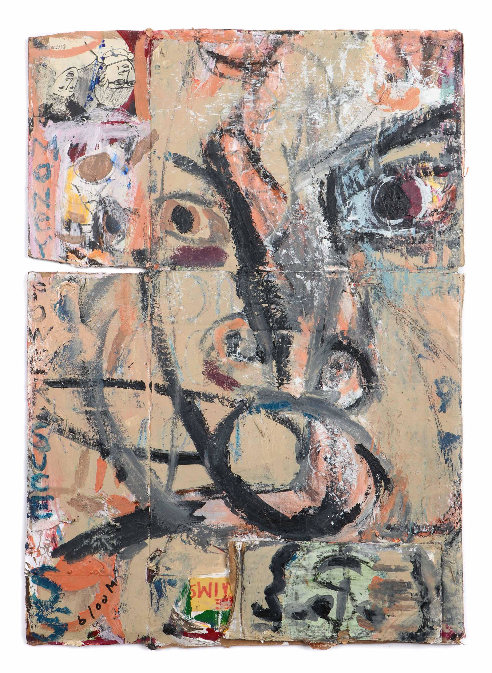 Jim Bloom (American, b. 1968): Jim Bloom (American, b. 1968) "Money Power Success," paint and mixed media on cardboard, signed. Size: 30'' x 21'', (76 x 53 cm).