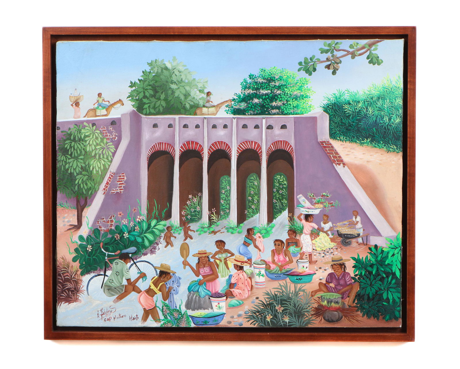 Louis GÃ©dÃ©us (Haitian/Cap-HaÃ¯tien, 20th c.): Louis GÃ©dÃ©us (Haitian/Cap-HaÃ¯tien, 20th c.) "Pont du Haut-du-Cap," oil painting on canvas, signed. Framed. Exhibited / Illustrated: A Sense of Place: Cap-HaÃ¯tien Paintings from the Collect
