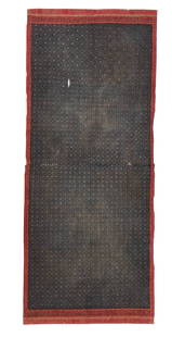 Indonesian Tulis Batik Shoulder Cloth, 19th C.: Selendang, shoulder cloth of commercial cotton cloth with tulis (handdrawn) wax resist (batik) dyeing in a patola-based pattern. Medium: cotton; wax resist (batik), Indonesia, 19th Century.