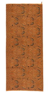 Tulis Batik Skirt Cloth, Indonesia: Kain panjang, skirt cloth of commercial tabby woven cotton with decoration in hand drawn (tulis) wax resist (batik) in a variation of the "ganggong" pattern. Medium: commercial cotton tabby; hand