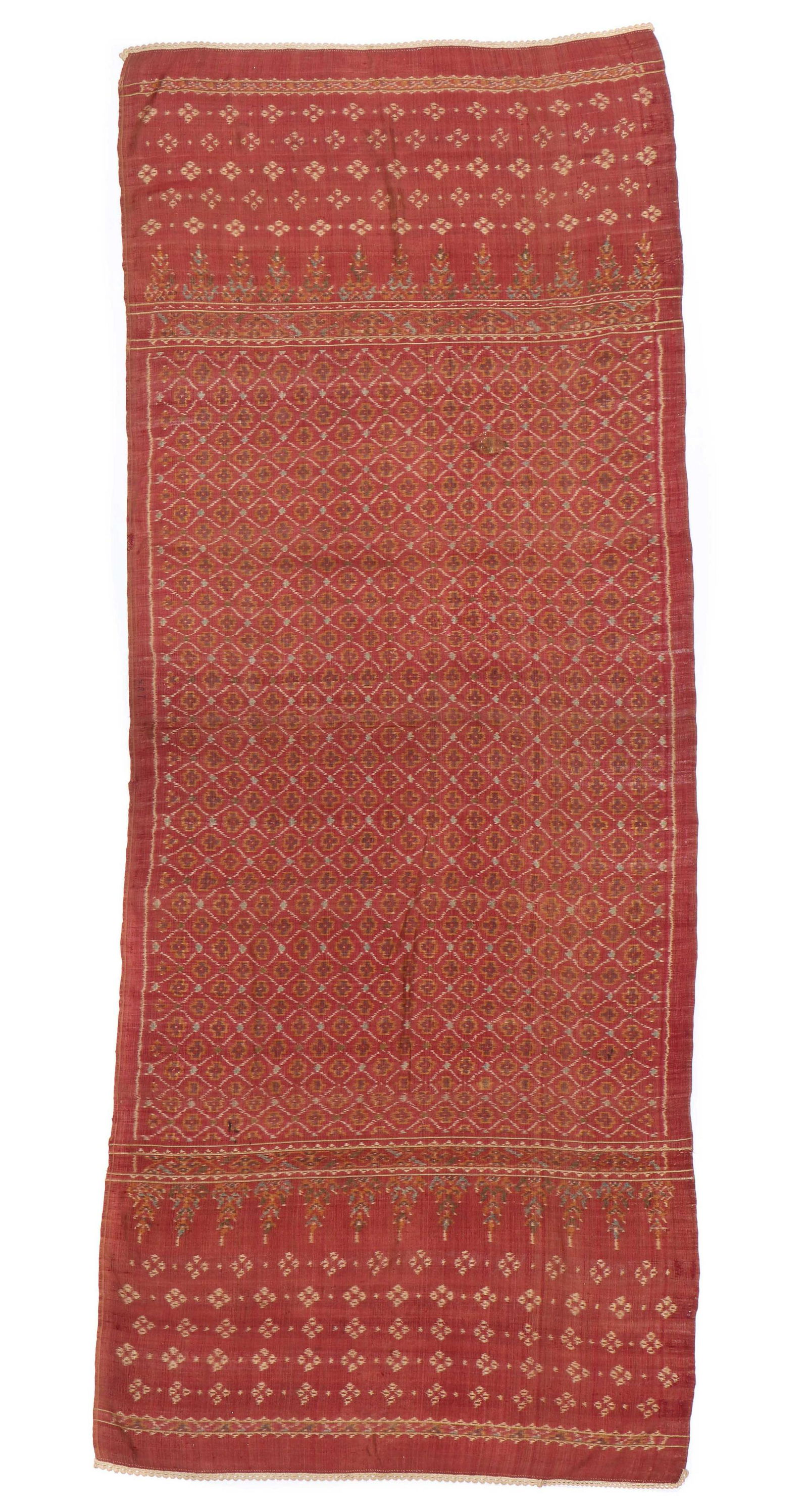 Antique Silk Ikat Shoulder Cloth Limar, Early 19th C. (1 of 9)