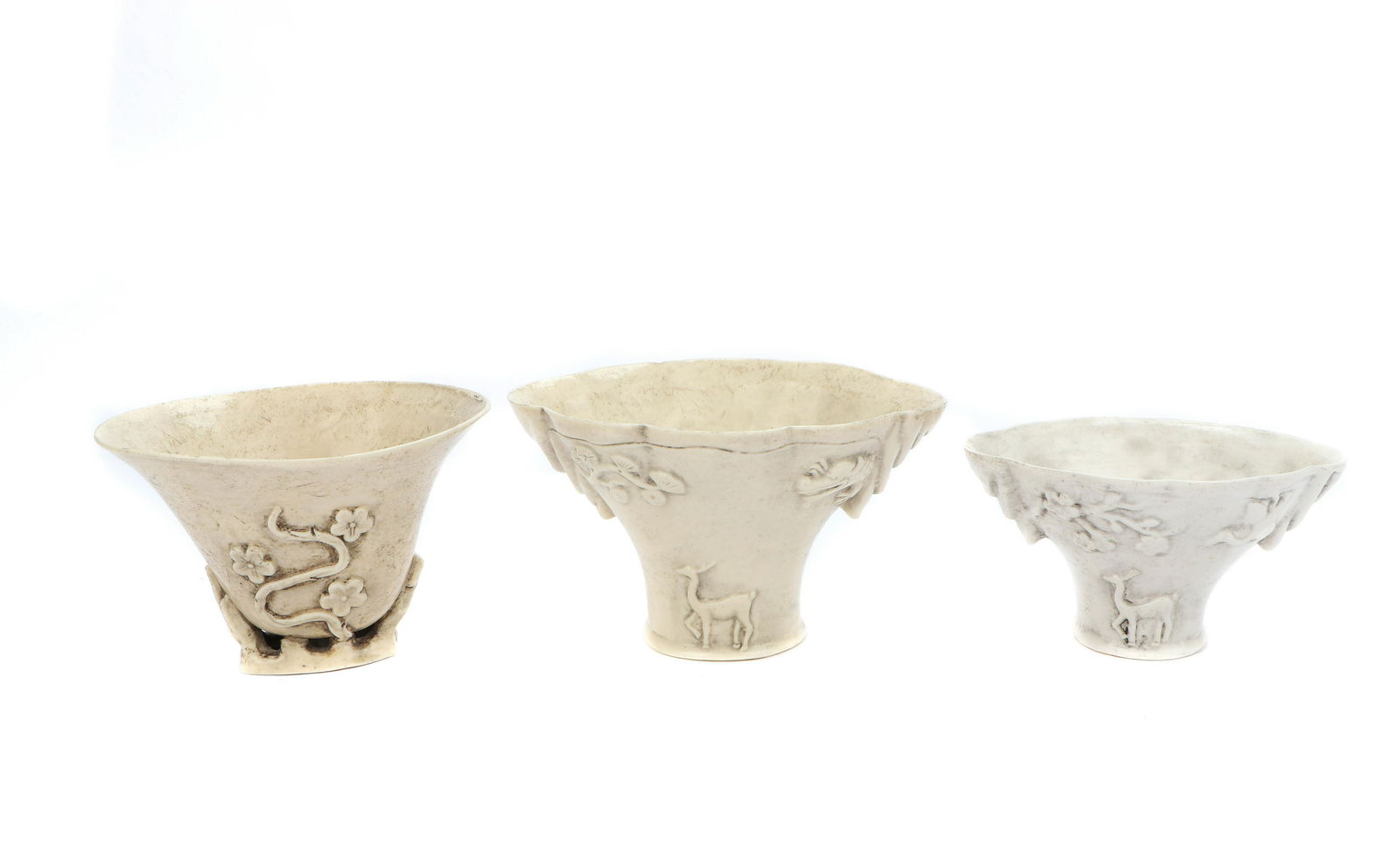 Three Chinese Dehua Porcelain Horn-Shaped Cups (1 of 6)