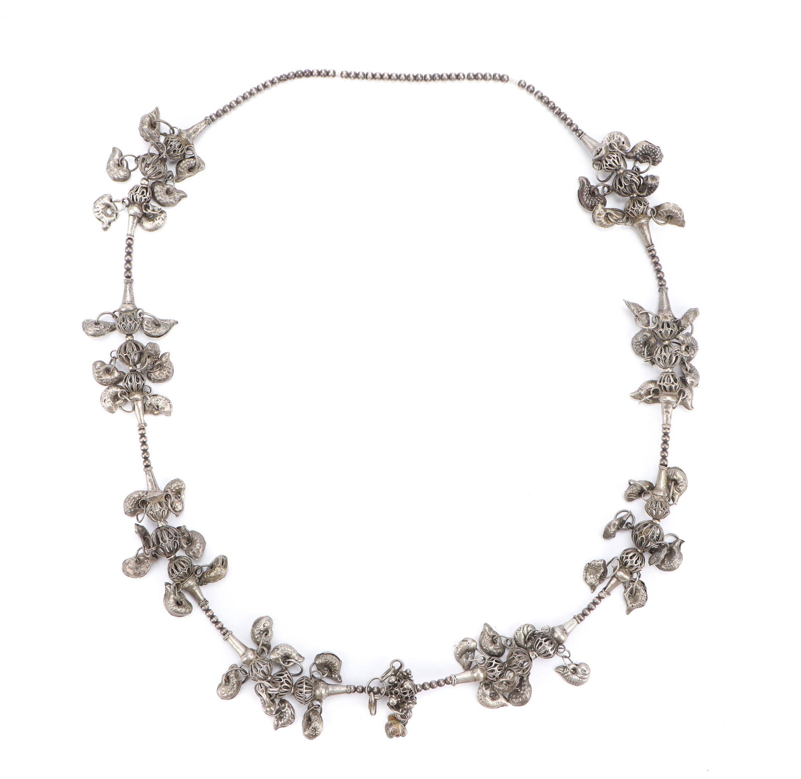 Silver necklace of 19th c. Hill Tribe Beads and (1 of 5)