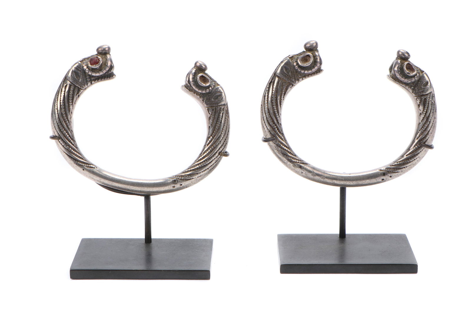 Pair of Silver Bracelets on Metal Bases, India, 19th c. (1 of 4)