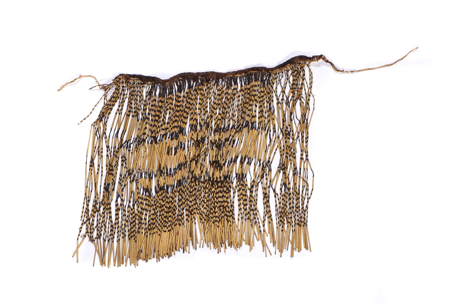 Rare Maori Piupiu Dance Skirt, New Zealand: Maori piupiu skirt composed of many individual leaves of the flax plant that hang separately and are only connected at the top by a braided flax band, New Zealand, 20th c. The process of making such a