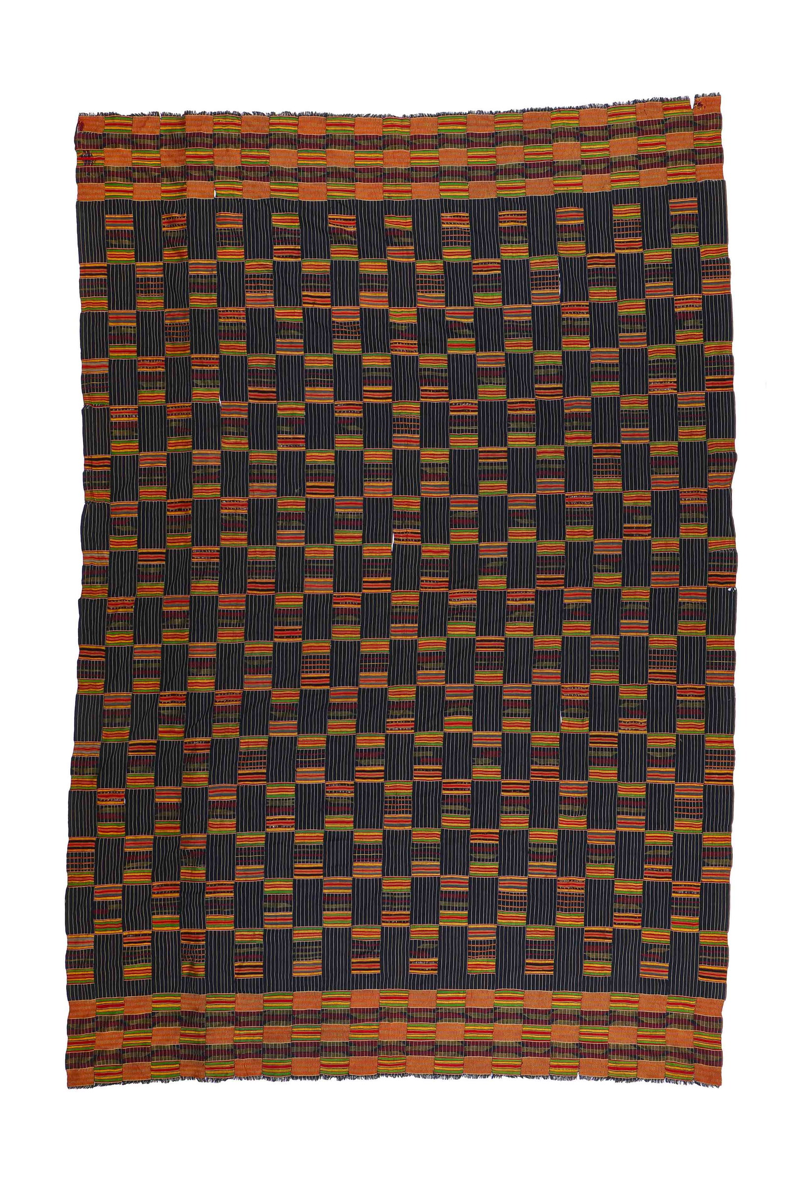 African Ashanti Kente Cloth, Ghana: African Ashanti Kente Cloth, Ghana, 20th c. Cotton and silk. Size: 124.5'' x 82'', (316 x 208 cm).