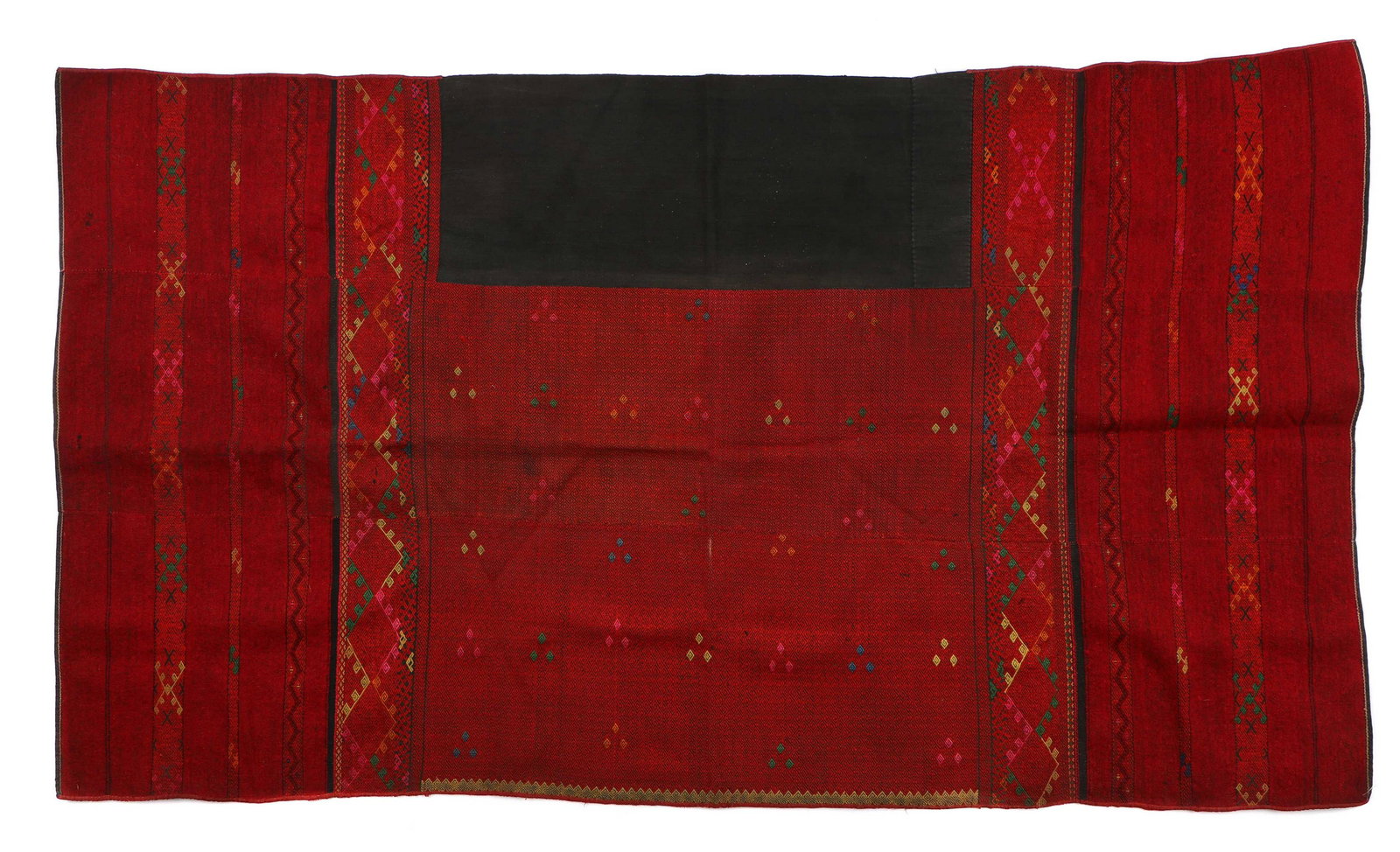 Antique Kachin Cotton and Wool Skirt, Burma: Kachin cotton and goat wool skirt, Burma, early 20th century. Cut. Size: 53.5'' x 40'' (136 x 102 cm).