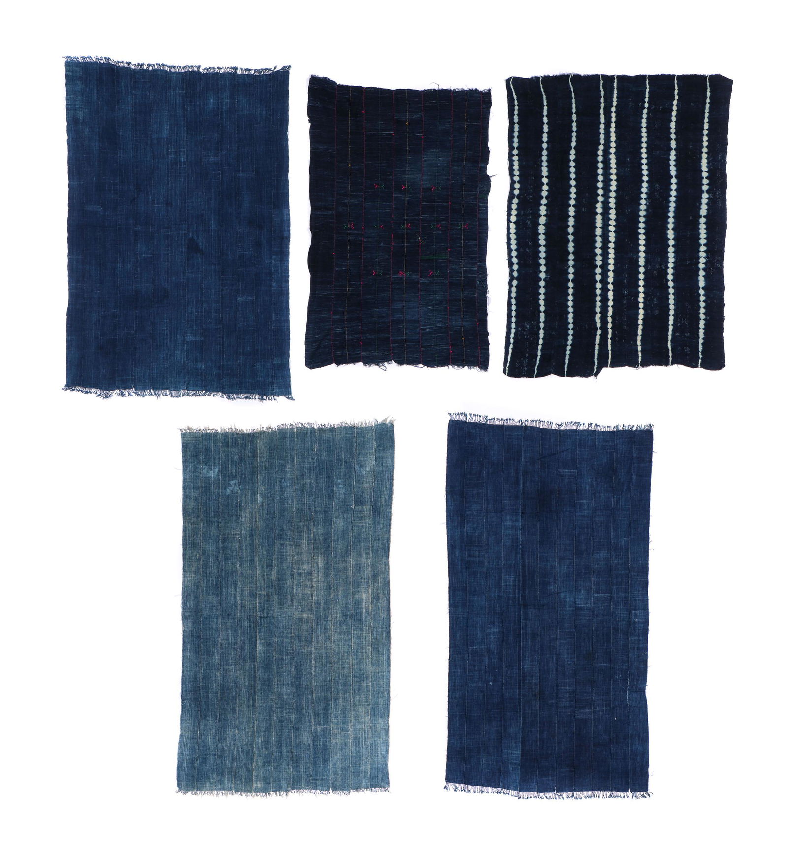5 Vintage West African Indigo Dyed Strip Cloth Textiles (1 of 7)