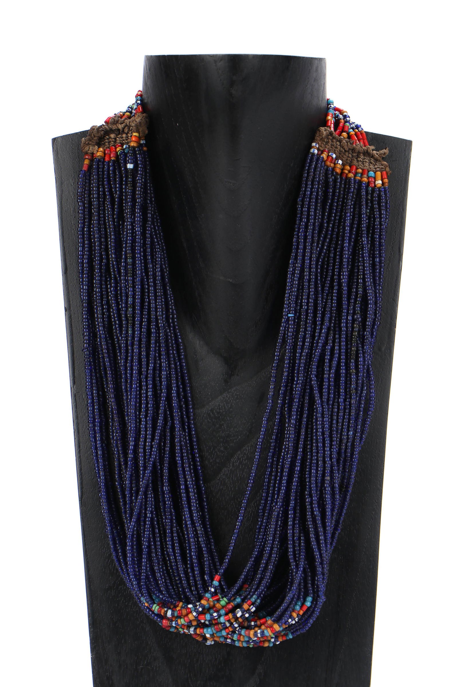 Antique Naga Cobalt "Royal" Glass Bead Necklace (1 of 6)