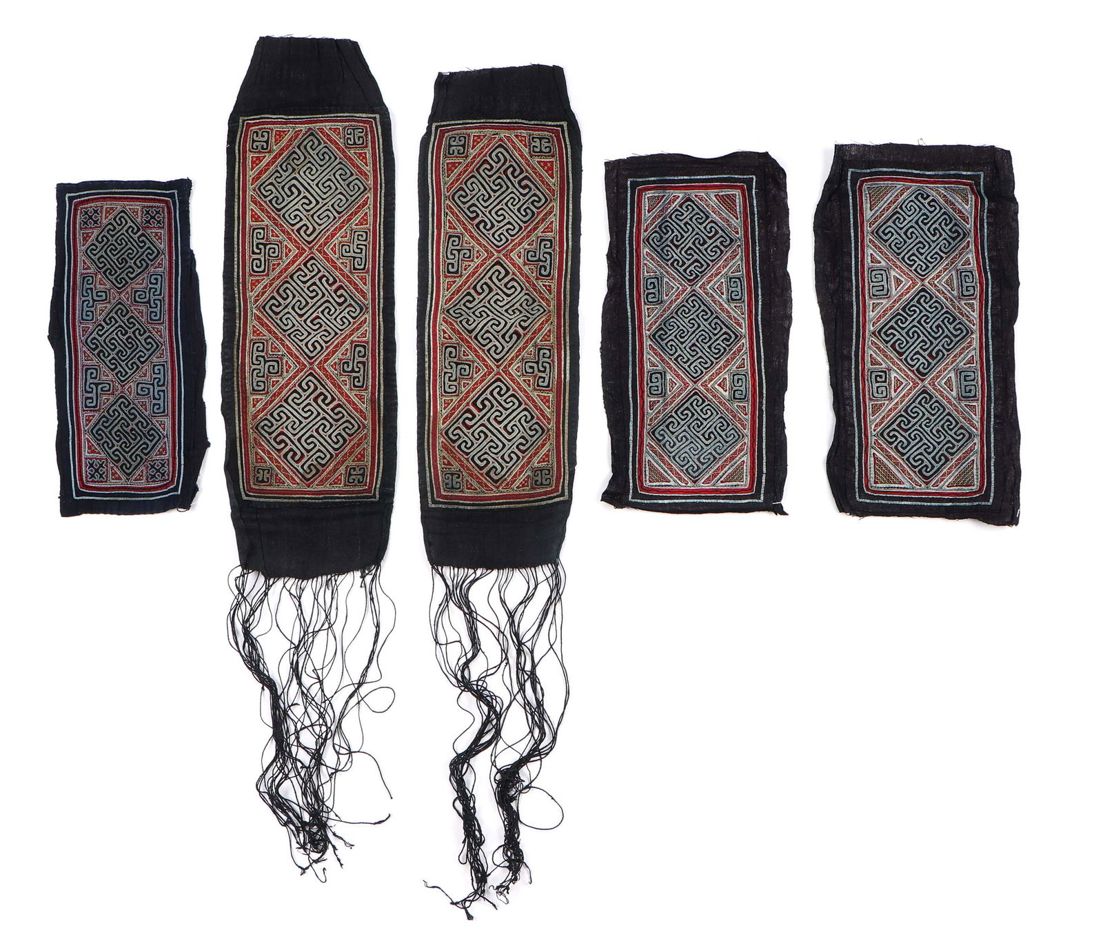 Five Old Hmong Embroiderd Textiles, North Vietnam (1 of 7)