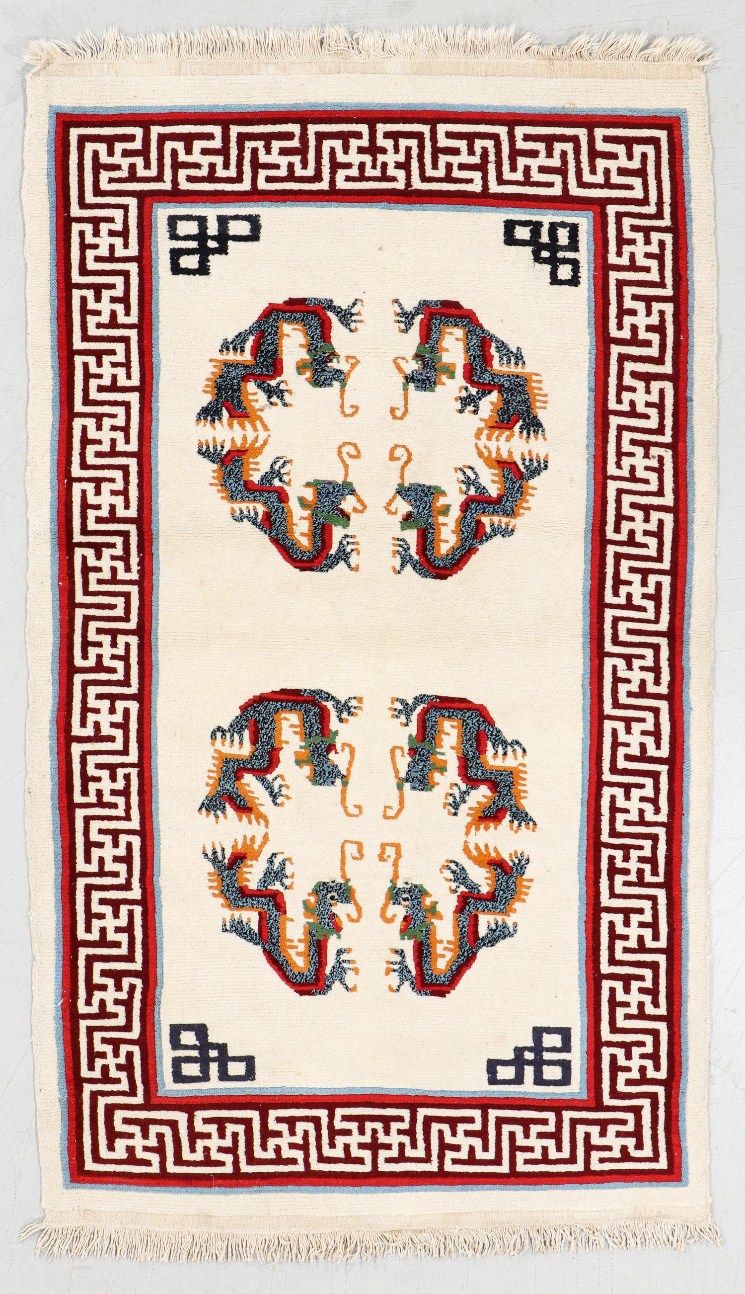 Vintage Tibetan Dragon Rug, Nepal, 3'2'' x 5'6'' (1 of 5)