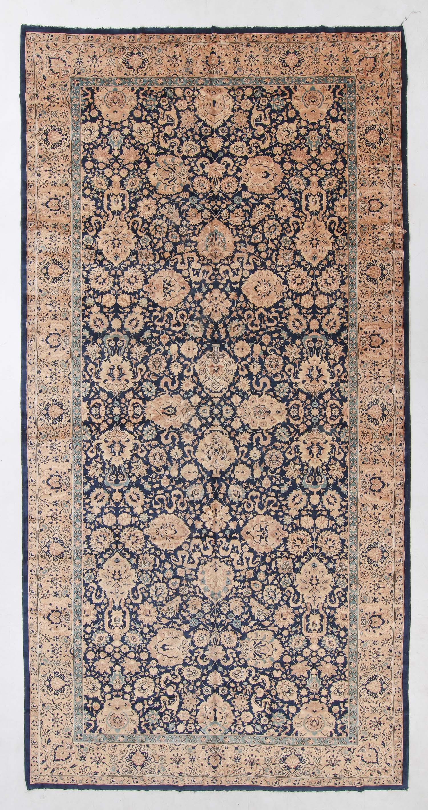 Agra Rug, India, Early 20th C., 9'11'' x 19'7'': Agra Rug, India, Early 20th C., 9'11'' x 19'7'' (302 x 597 cm). Weight: 108 lbs. Material: wool pile, cotton warp, cotton weft. Note: There Are No Hidden or Confidential Reserves in this Auction; All 