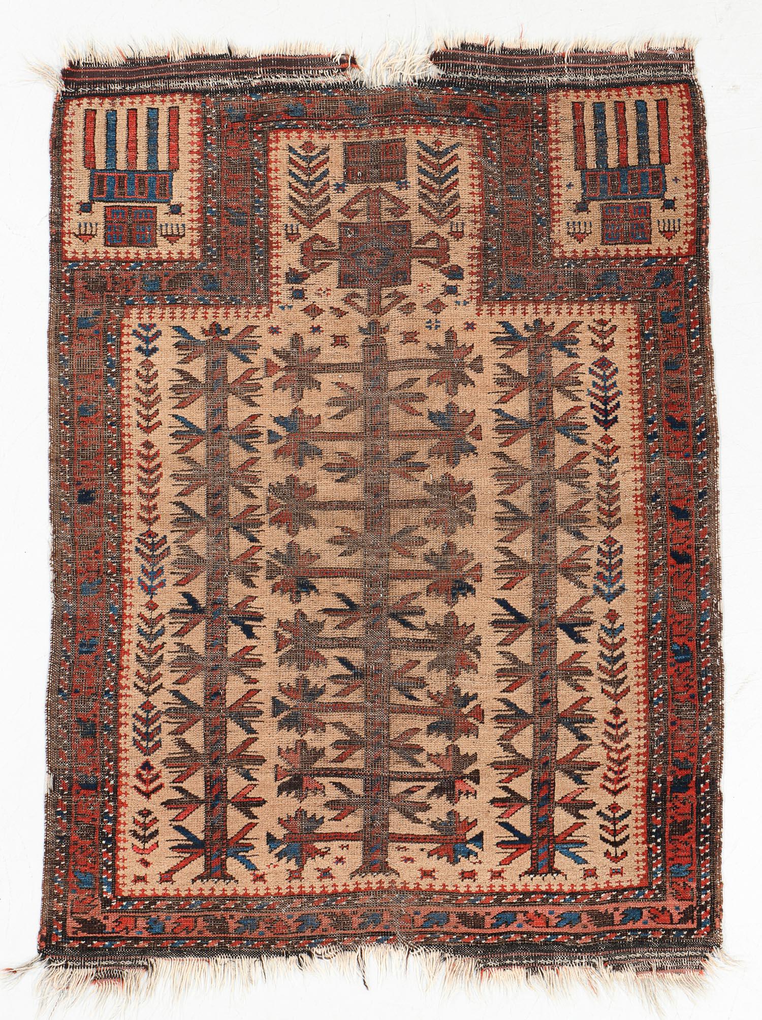 Beluch Prayer Rug, Afghanistan, 19th C., 2'11'' x 4'1'': Beluch Prayer Rug, Afghanistan, 19th C., 2'11'' x 4'1'' (89 x 124 cm). Weight: 3 lbs. Material: wool pile, wool warp, wool weft. Note: There Are No Hidden or Confidential Reserves in this Auction; All