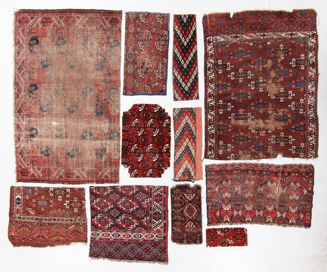 Study Group of Antique Turkmen Rugs/Fragments (11). (1 of 8)
