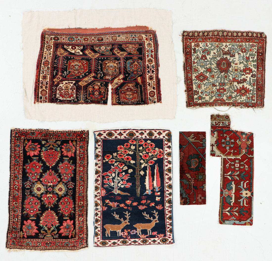 Group of 6 Antique Persian Rugs/Fragments (1 of 9)