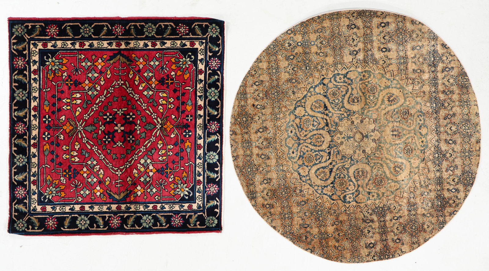 Two Antique Circular & Square Rugs (1 of 8)