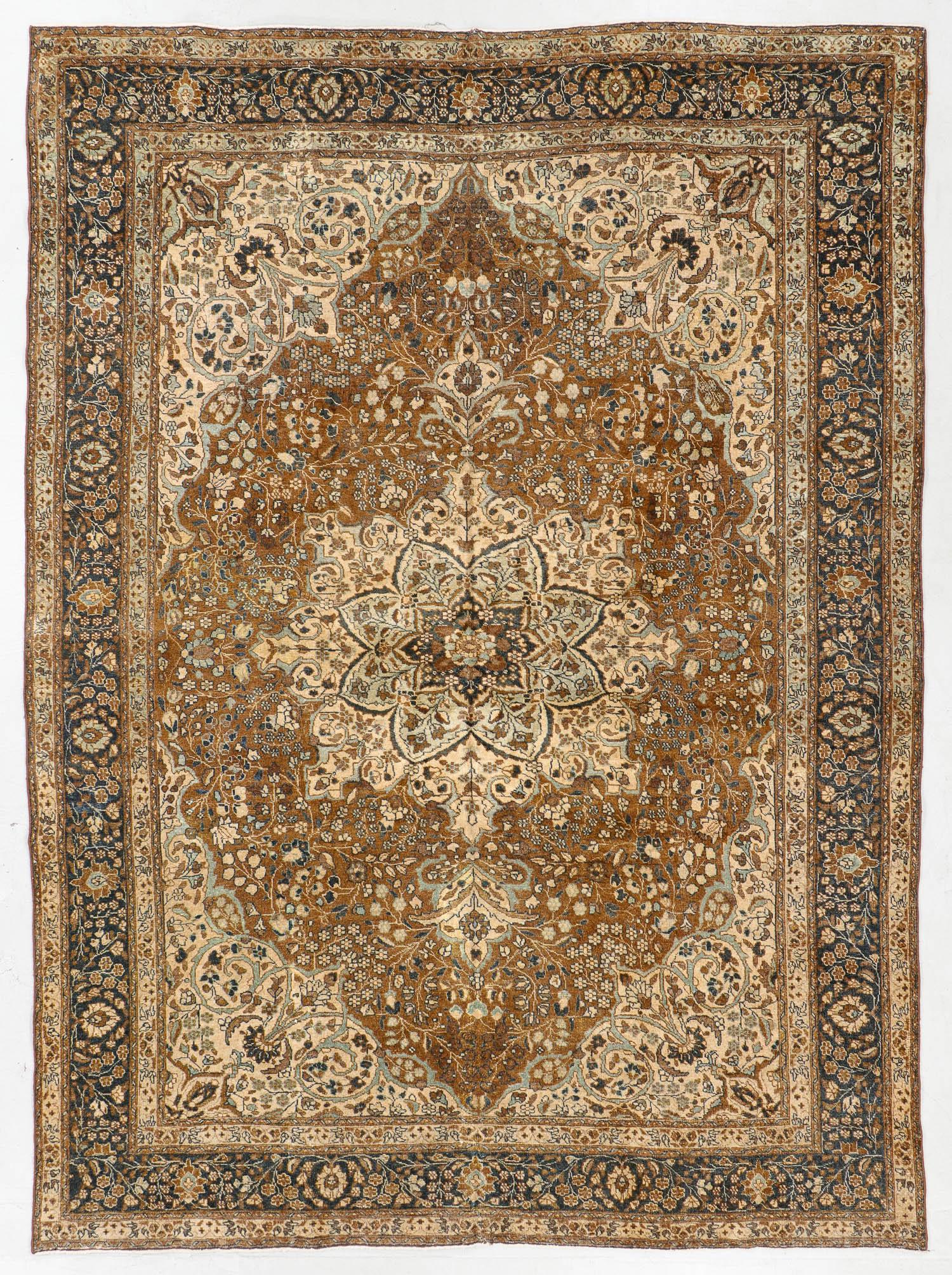 Tabriz Rug, Persia, Early 20th C., 8'3'' x 11'6'': Tabriz Rug, Persia, Early 20th C., 8'3'' x 11'6'' (251 x 351 cm). Weight: 45 lbs. Material: wool pile, cotton warp, cotton weft. Note: There Are No Hidden or Confidential Reserves in this Auction; All