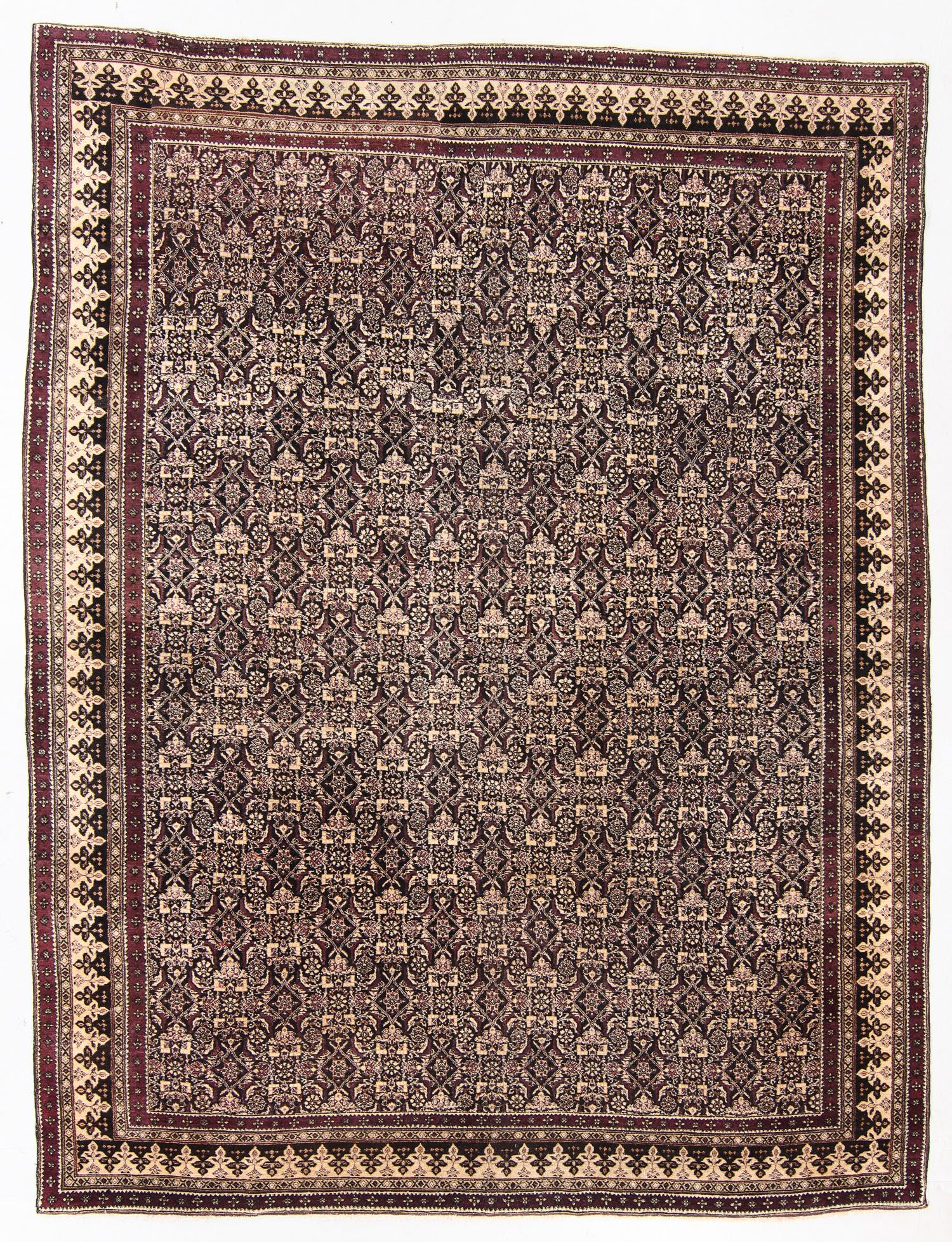 Agra Rug, India, Circa 1900, 9'0'' x 11'6'': Agra Rug, India, Circa 1900, 9'0'' x 11'6'' (274 x 351 cm). Weight: 68 lbs. Material: wool pile, cotton warp, cotton weft. Note: There Are No Hidden or Confidential Reserves in this Auction; All Accep
