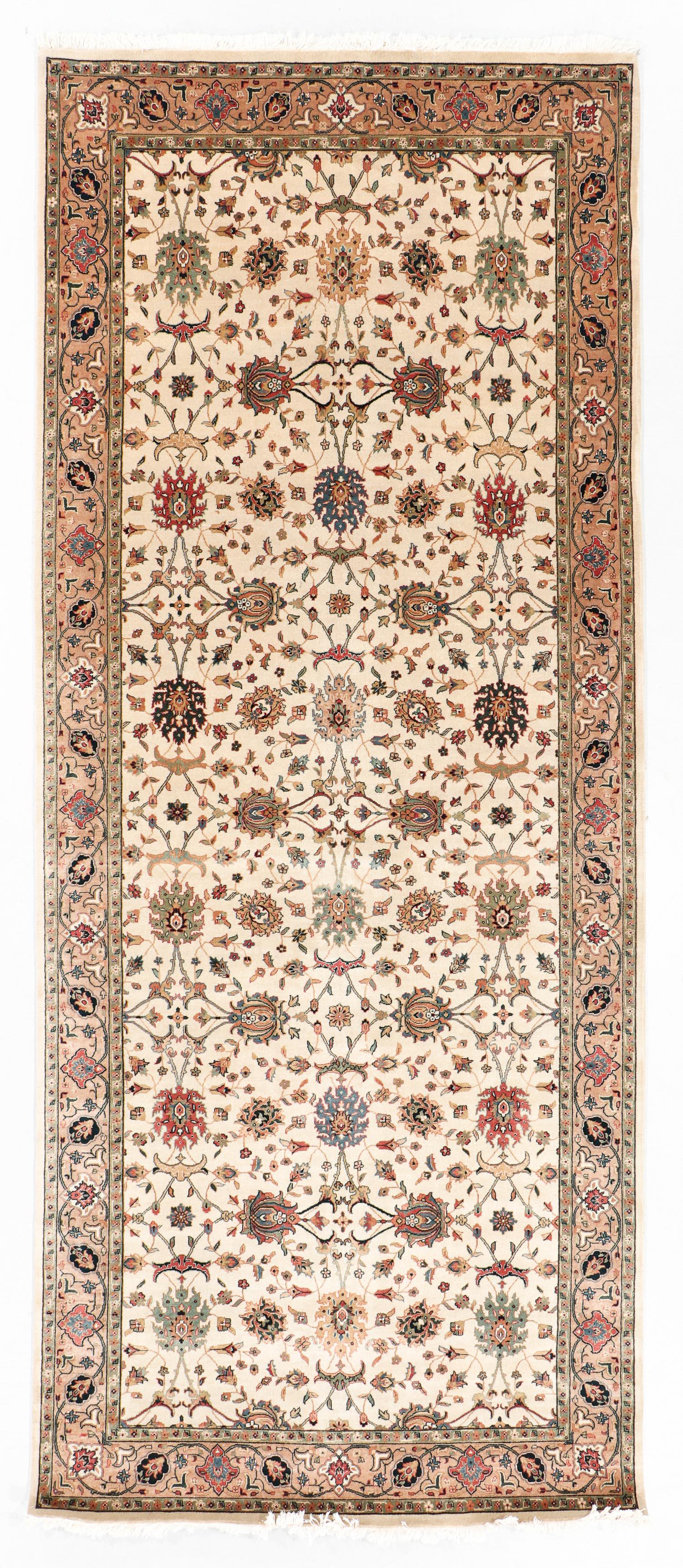 Modern Agra Rug, India, 4'11'' x 12'2'': Modern Agra Rug, India, 4'11'' x 12'2'' (150 x 371 cm). Weight: 53 lbs. Material: wool pile, cotton warp, cotton weft. Note: There Are No Hidden or Confidential Reserves in this Auction; All Acceptabl