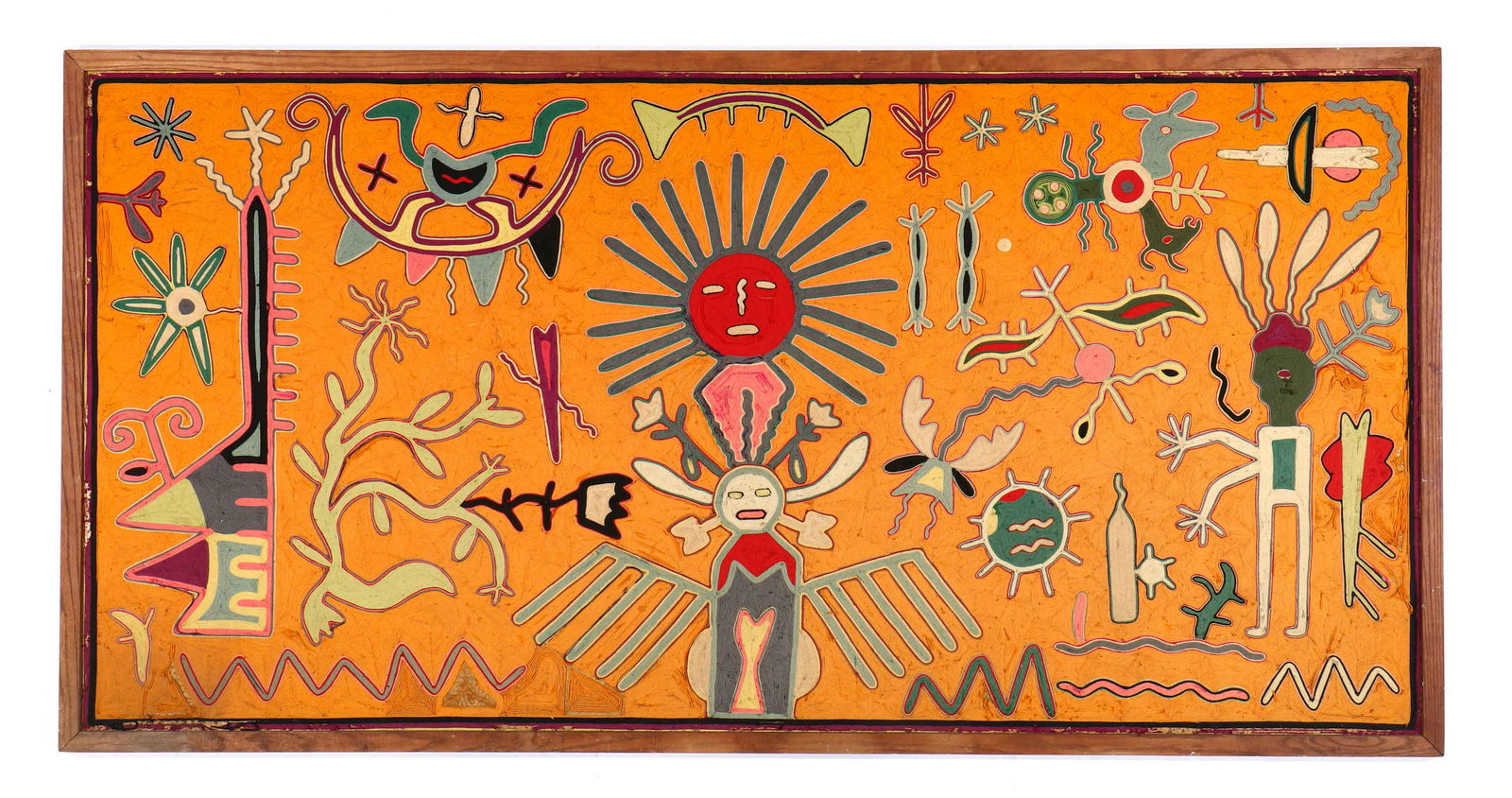 Monumental Native American Huichol Yarn Painting,  95" (1 of 10)