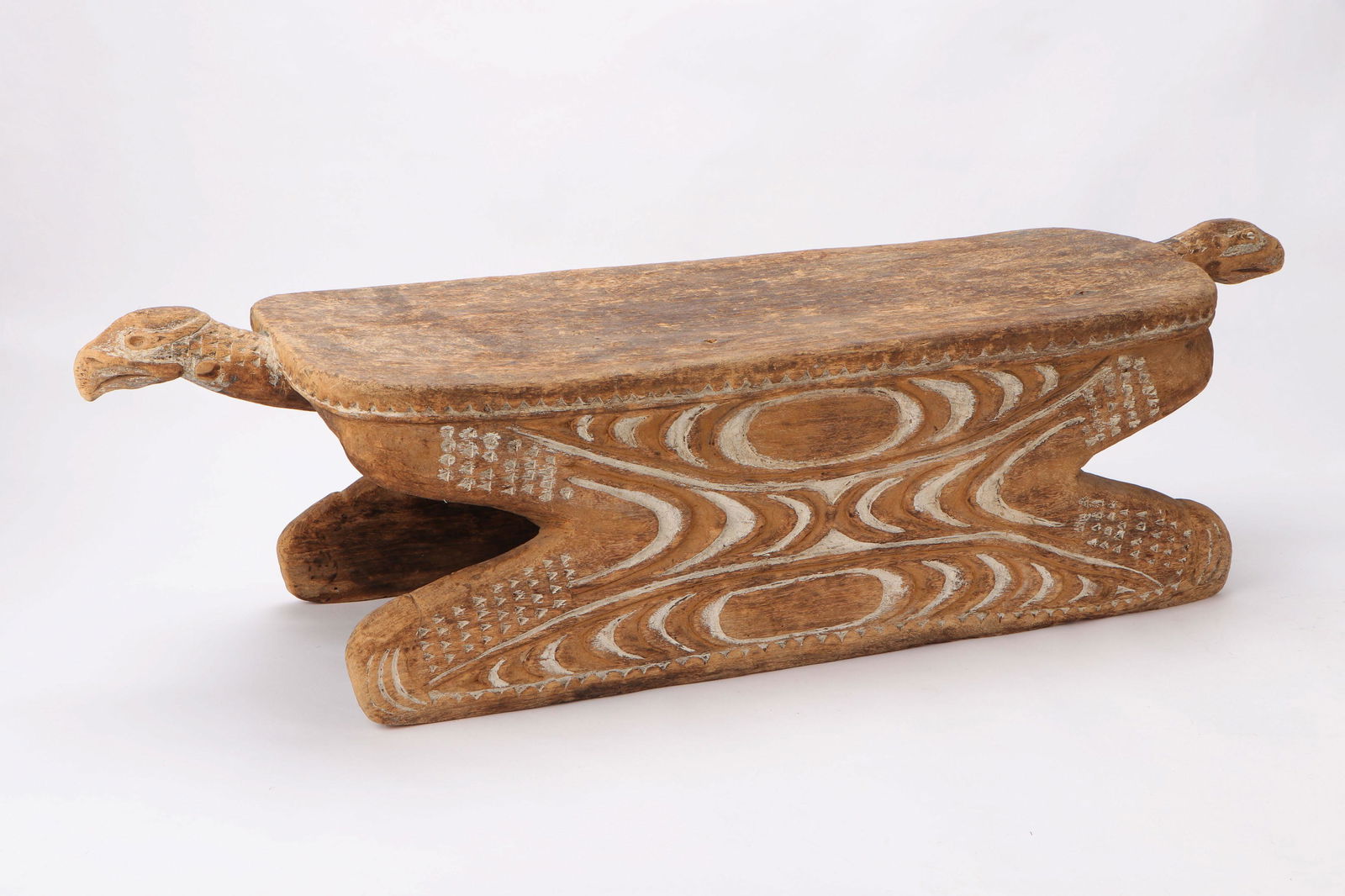 Trobriand Carved Wood Zoomorphic Bench, PNG (1 of 8)