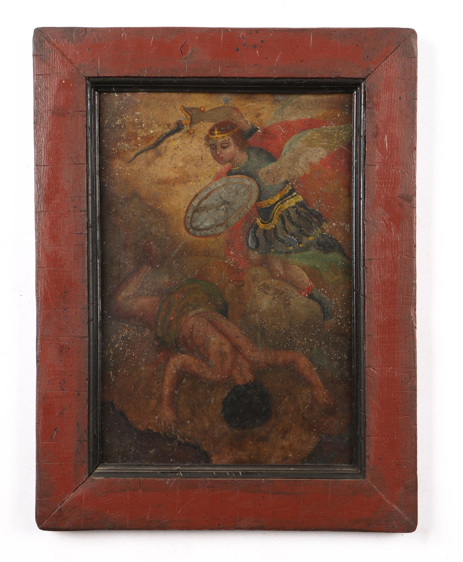 Spanish Colonial Retablo, St. Michael, 19th Century (1 of 5)