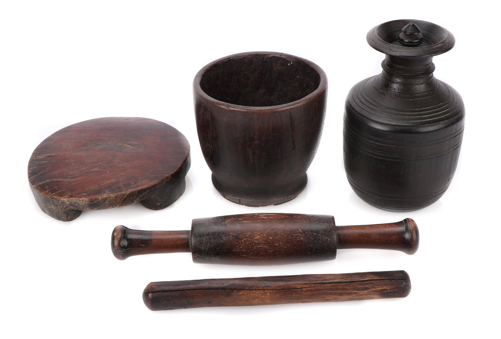 Group of Nepali and Indonesian Wood Items (1 of 4)