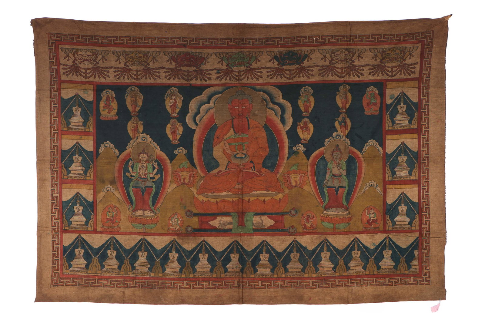 Nepalese Temple Hanging, mid 20th Century: Nepalese Temple Hanging, mid 20th Century. Size: 72'' x 51.5'' (183 x 131 cm). Note: There Are No Hidden or Confidential Reserves in this Auction; All Acceptable Bidding Commences at the Online Start