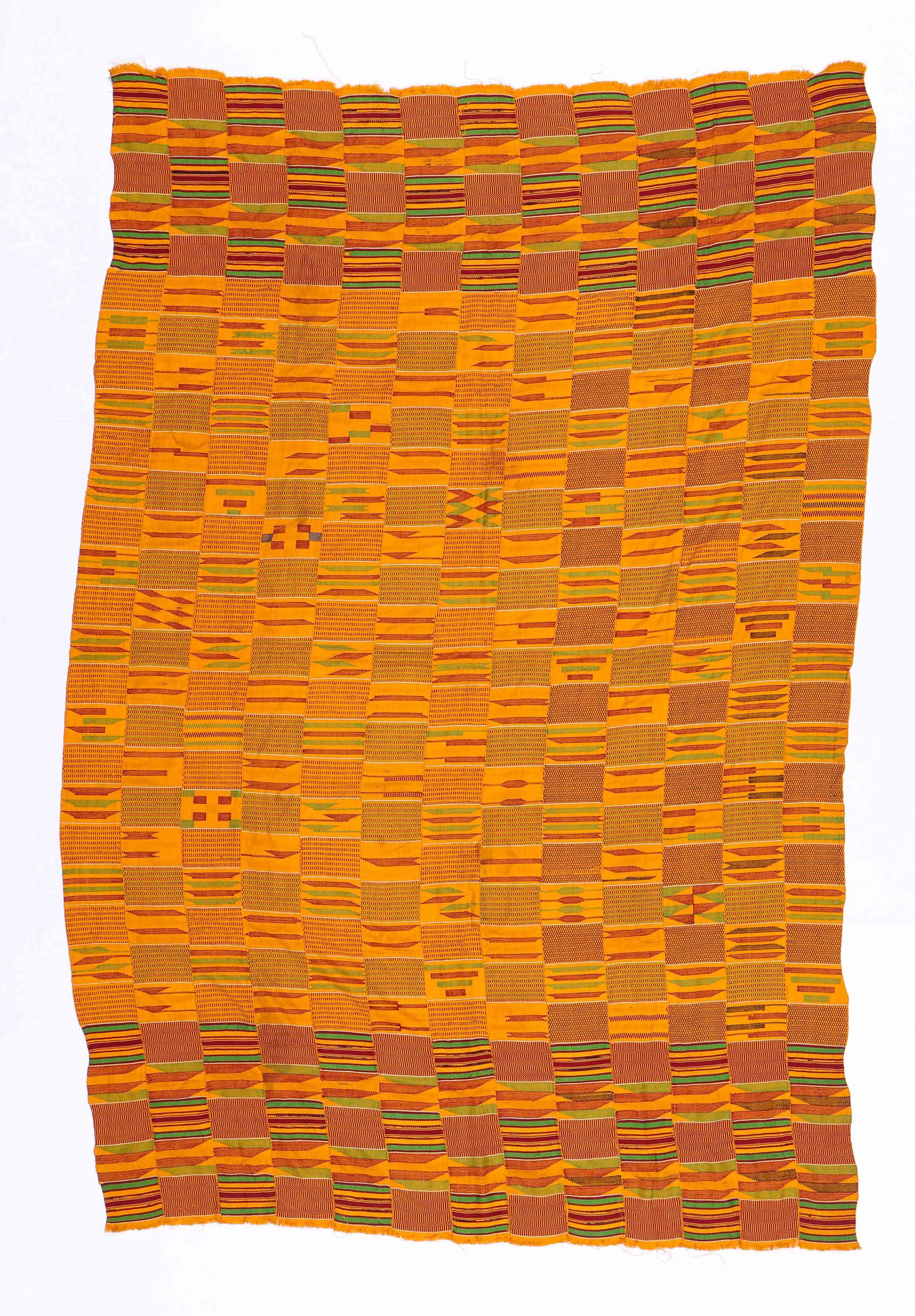 African Ashanti Kente Cloth, Ghana, 20th c: African Ashanti Kente Cloth, Ghana, 20th century. Size: 70'' x 45.5'' (178 x 116 cm). Note: There Are No Hidden or Confidential Reserves in this Auction; All Acceptable Bidding Commences at the Online