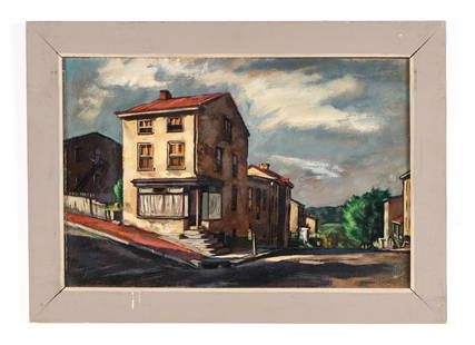 Giovanni Martino (American, 1908-1997): Giovanni Martino (American, 1908-1997) "Manayunk Early Morning," oil on canvas, signed. Framed. Size: 12'' x 17.75'', 30 x 45 cm (sight); 15.5'' x 21.25'', 39 x 54 cm (frame).