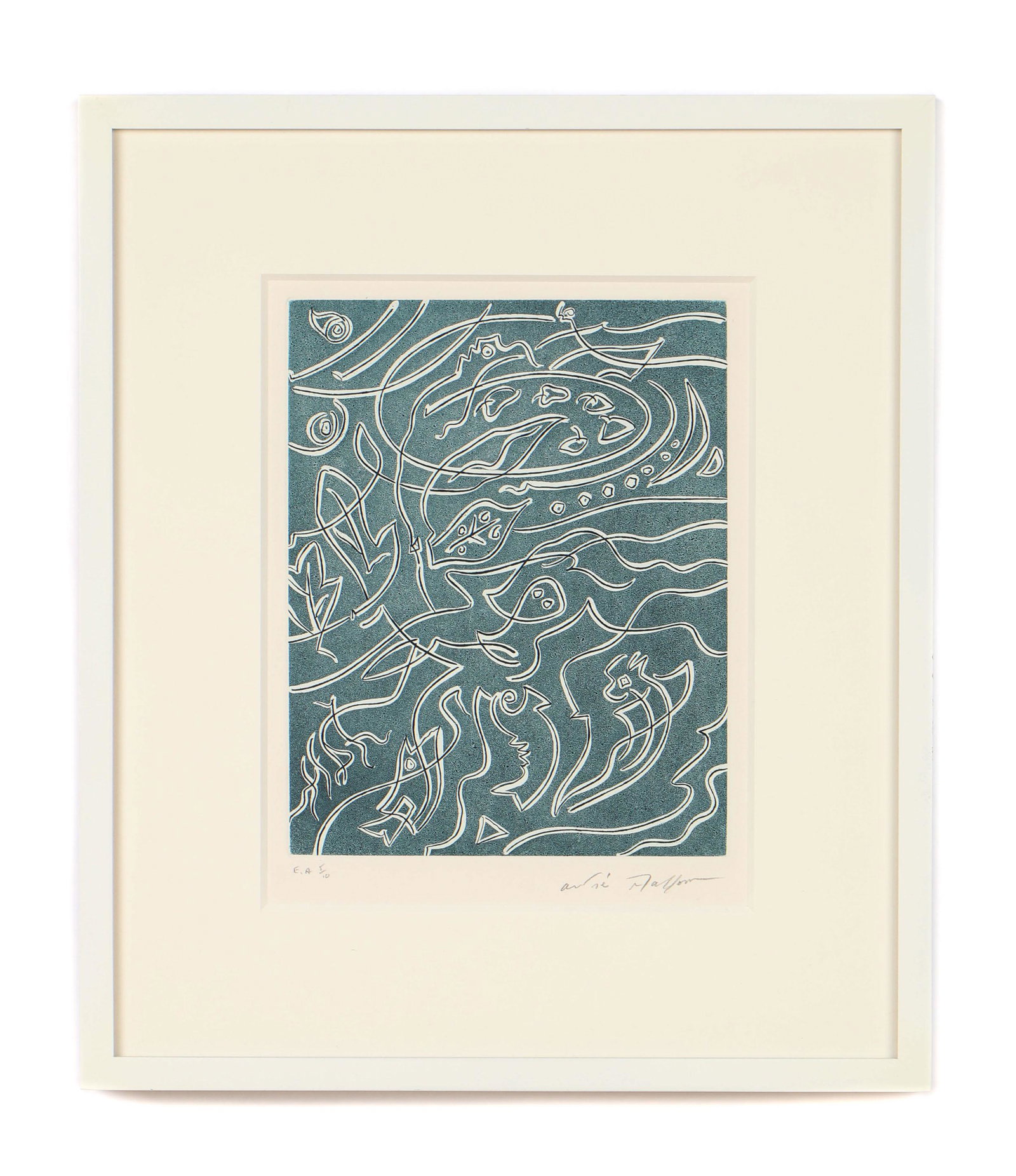 Andre Masson (French, 1896-1987): Andre Masson (French, 1896-1987) etching from "Chants d'Ombre," aquatint, signed and numbered: "E.A. 5/10." Framed. Size: 10'' x 8'', 25 x 20 cm (plate); 18.5'' x '', 47 x cm (15.75).