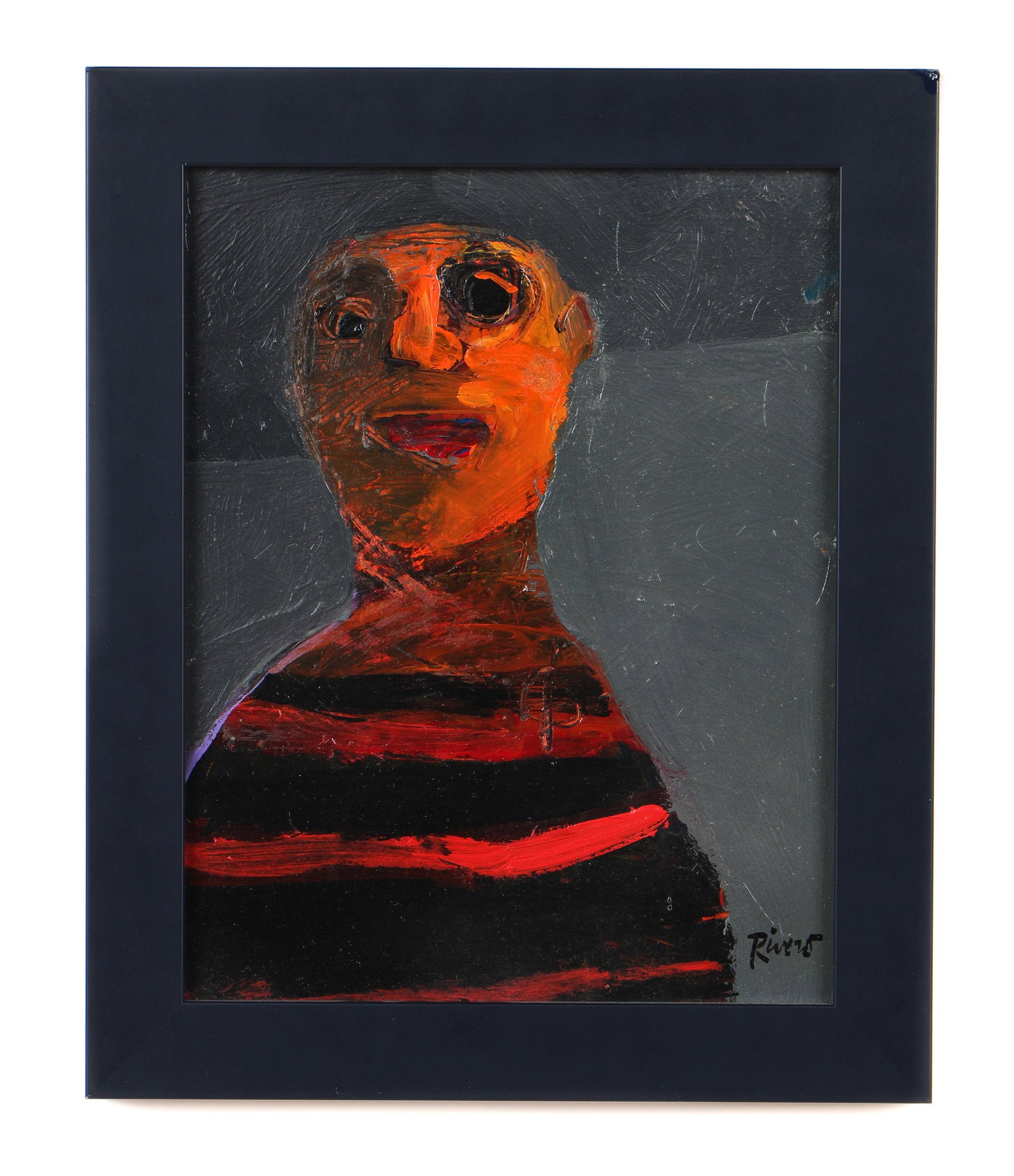 Mike Rivero (Cuban/American, b.1959): Mike Rivero (Cuban/American, b.1959) 'Personaje," oil on board, signed. Framed. Size: 14'' x 11'', 36 x 28 cm (board); 16.75'' x 13.75'', 43 x 35 cm (frame).