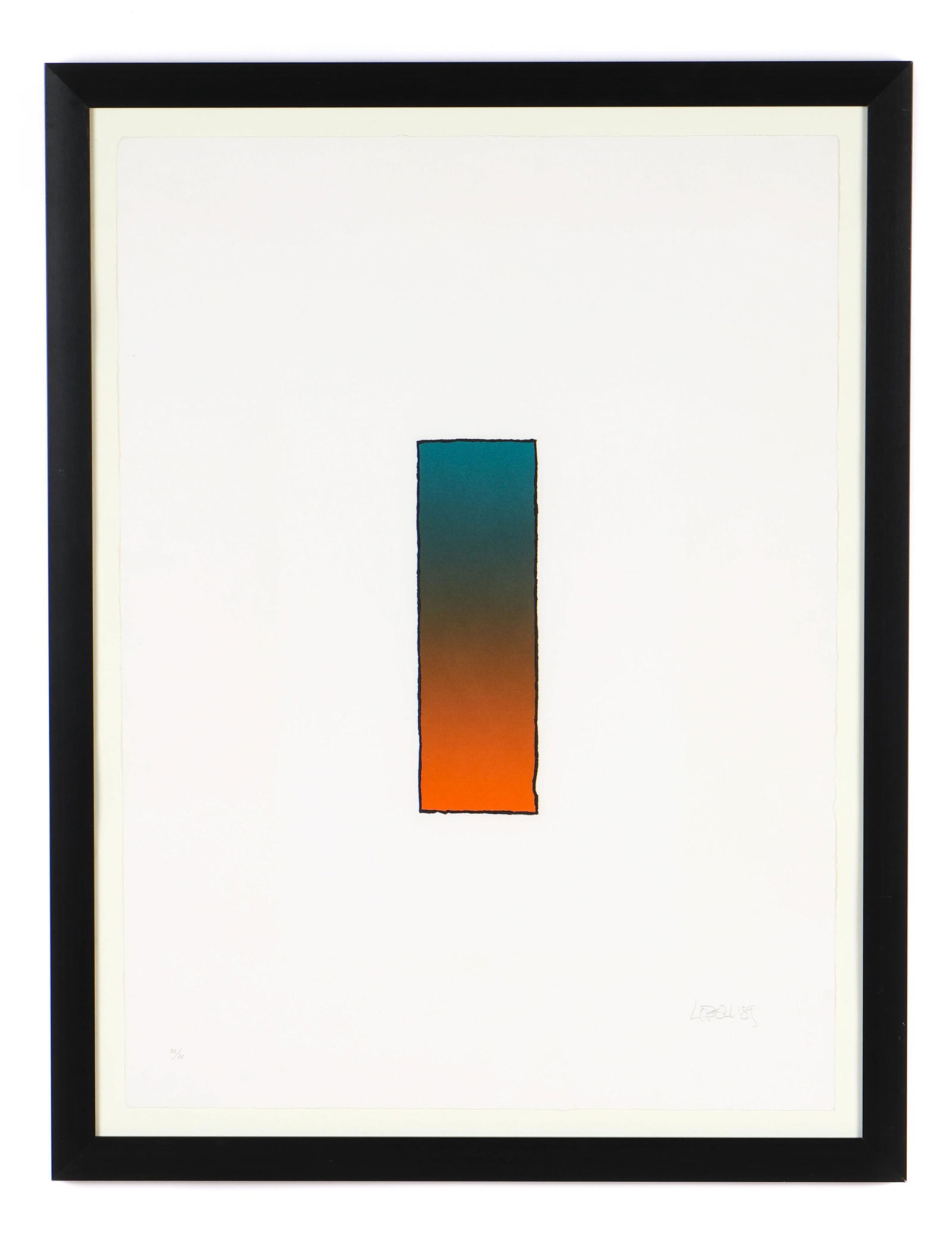 Larry Bell (American, b. 1939): Larry Bell (American, b. 1939) Untitled, 1989, color etching, signed, dated and numbered: 33/75. Framed. Size: 11.5'' x 3.5'', 29 x 9 cm (image); 34.5'' x 26.5'', 88 x 67 cm (frame).