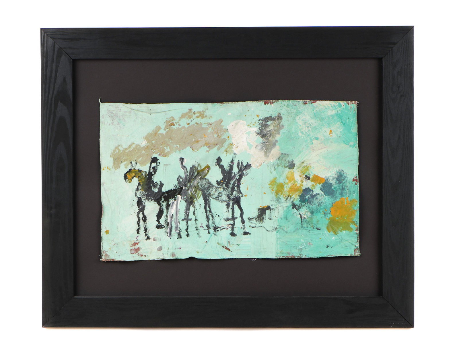 Purvis Young (American, 1943-2010): Purvis Young (American, 1943-2010) Abstract Composition, mixed media painting on canvas. Framed. Size: 17.5'' x 28.5'', 44 x 72 cm (sheet); 33.25'' x 41'', 84 x 104 cm (frame).
